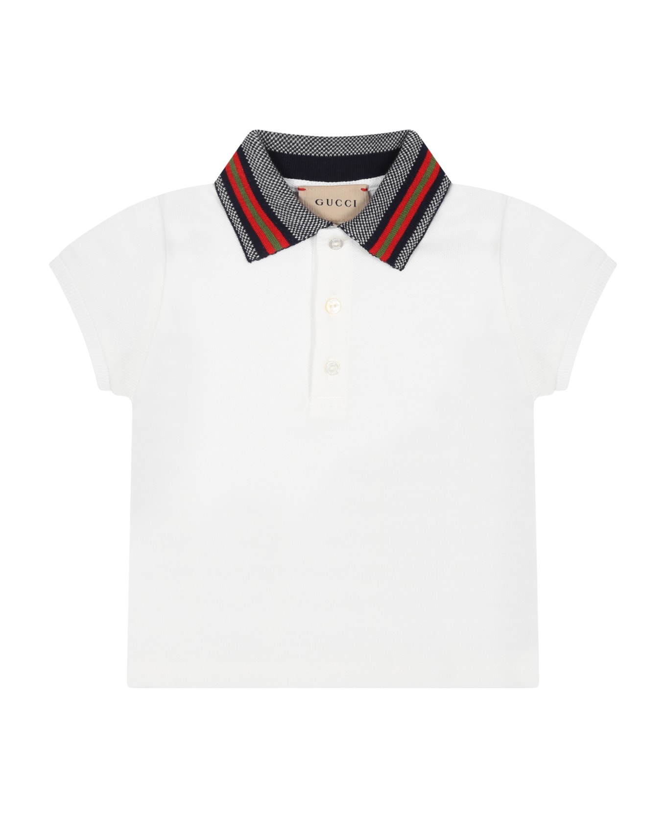 Gucci White Polo Shirt For Baby Boy With Double G - White