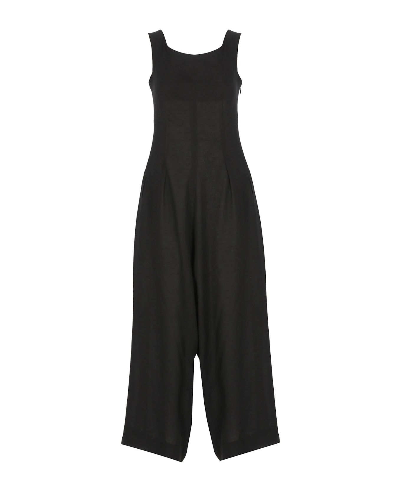 Y
s Linen Blend Jumpsuit - Black