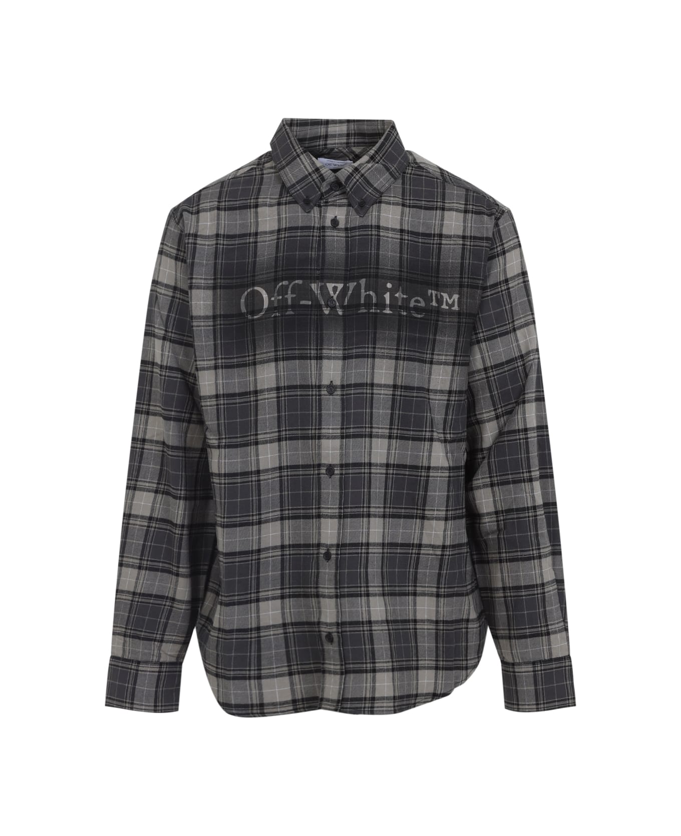 Off-White Spray Book Check Flan Reg Shirt - Dark Grey
