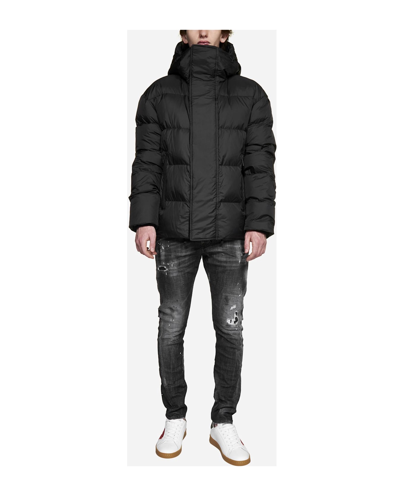 Dsquared2 Hooded Quilted Nylon Puffer Jacket Jacket - Nero