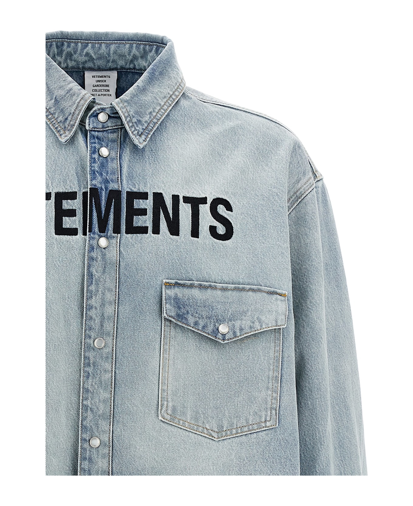 VETEMENTS Logo Embroidery Shirt - Light Blue