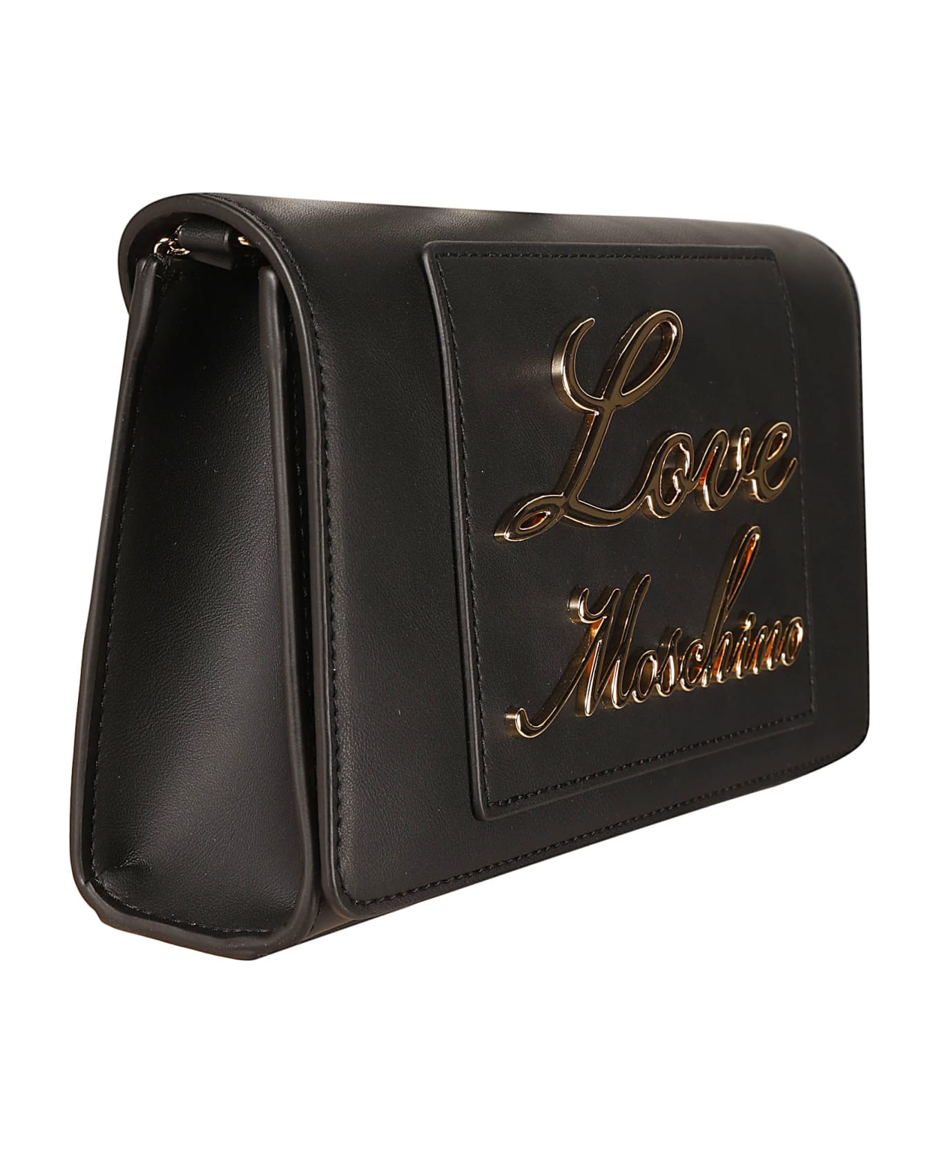Love Moschino Signature Logo Embossed Shoulder Bag - Black クラッチバッグ