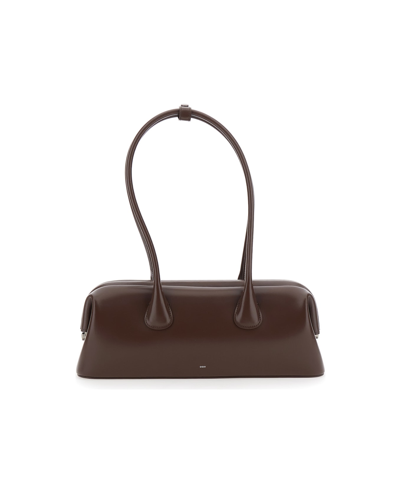 OSOI 'boat Wide' Brown Shoulder Bag With Round Handles And Lettering Logo On The Front In Leather Woman - Brown