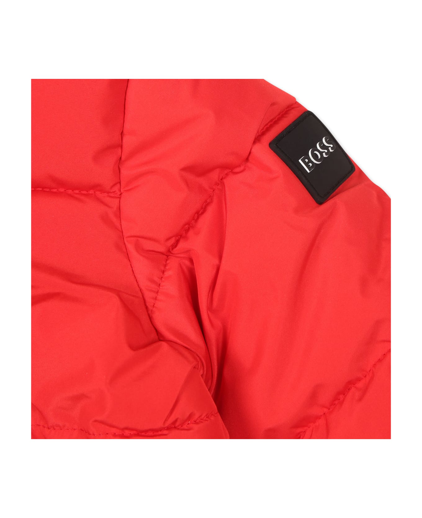 Hugo Boss Red Down Jacket For Baby Boy With Logo - Red