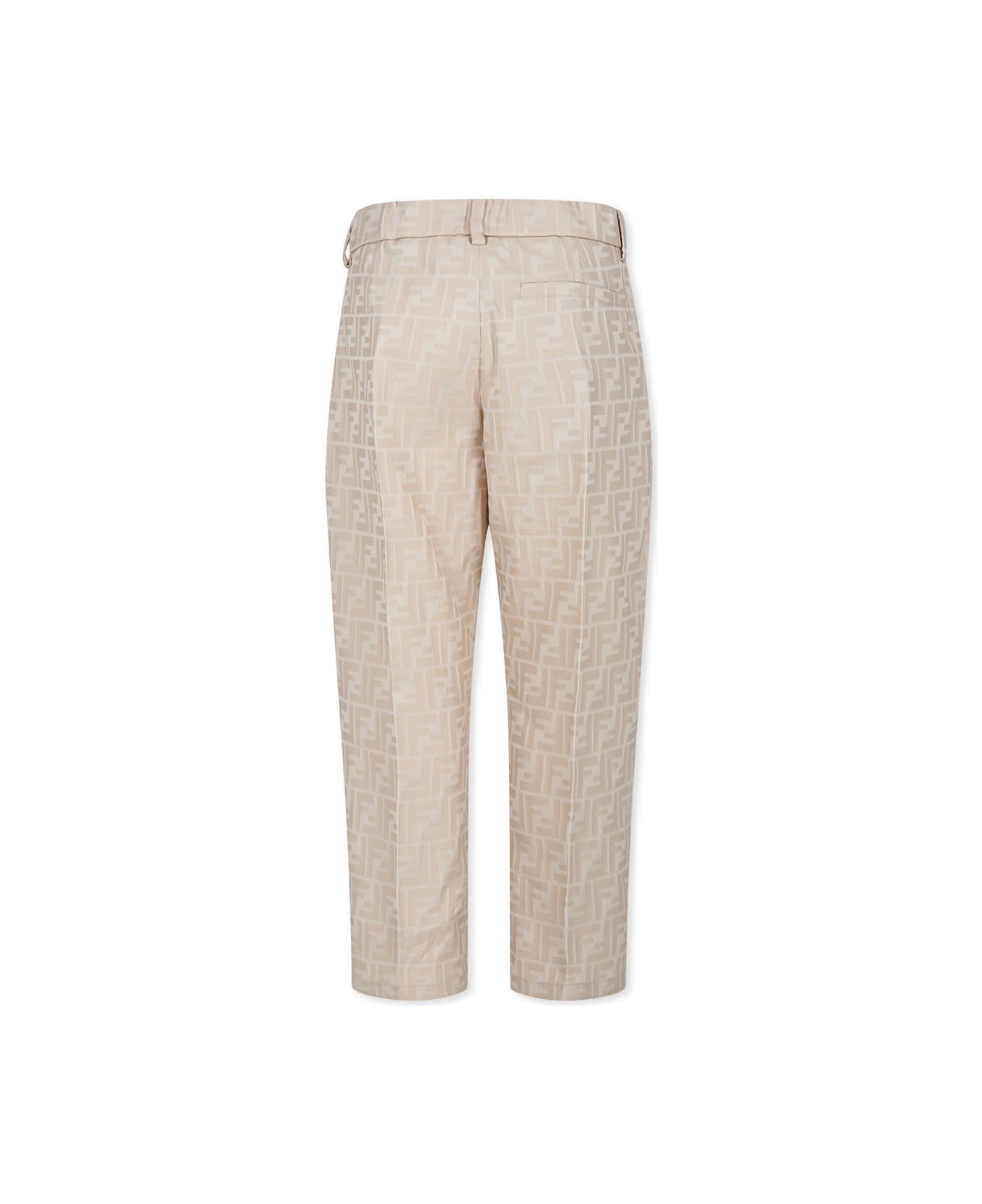 Fendi Beige Trousers For Boy With Ff - Beige