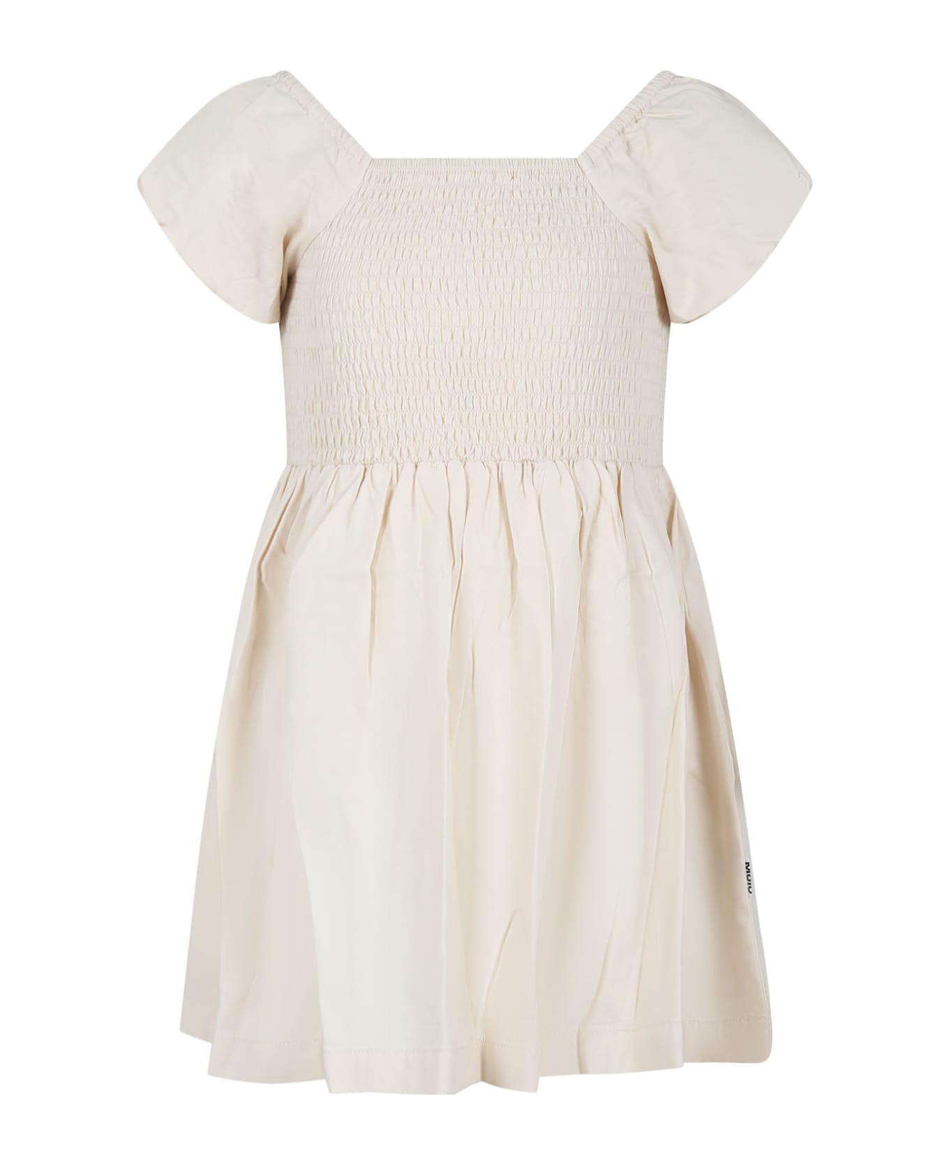 Molo Ivory Dress For Girl - Ivory ワンピース＆ドレス