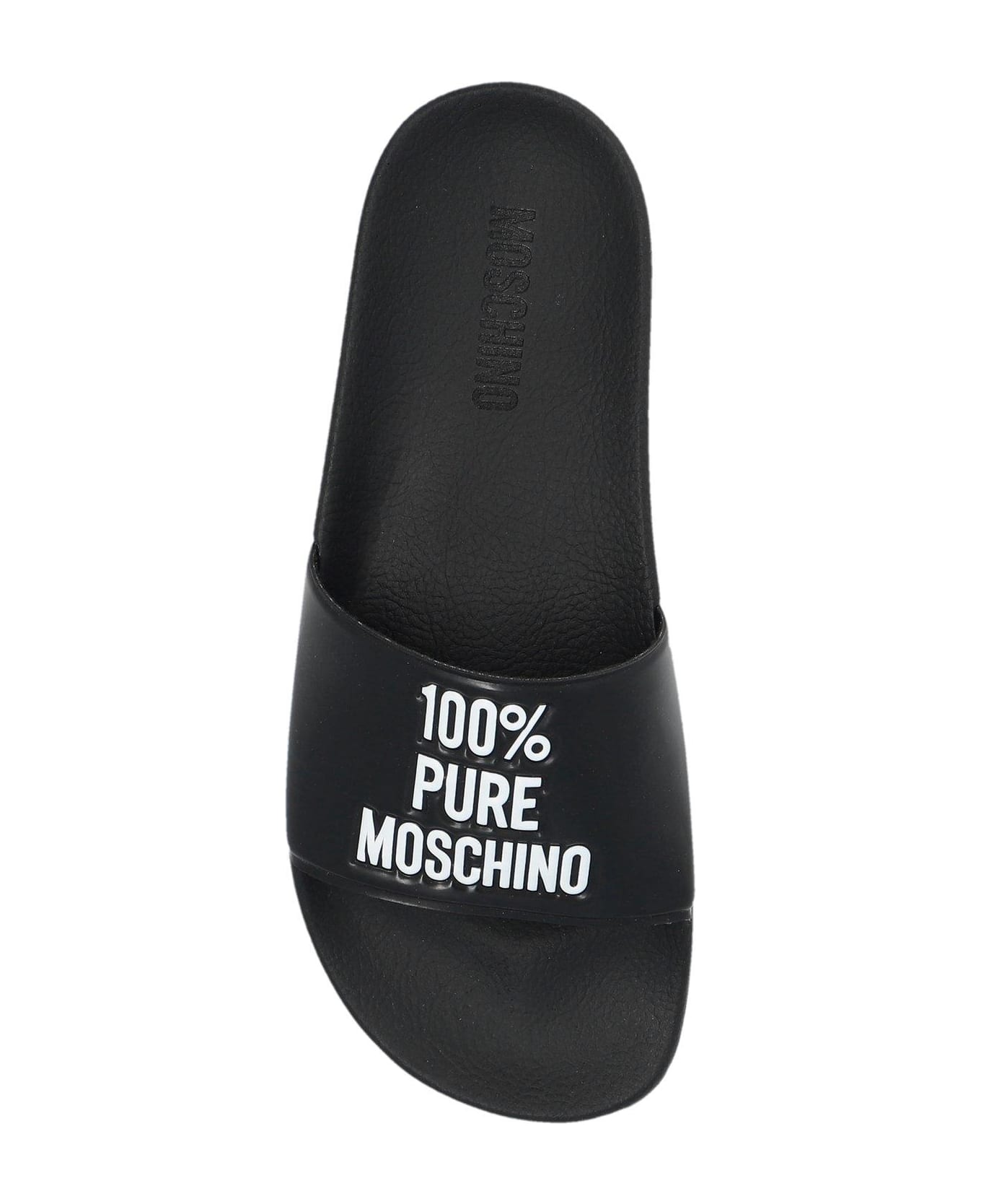 Moschino Logo-embossed Slides - Black