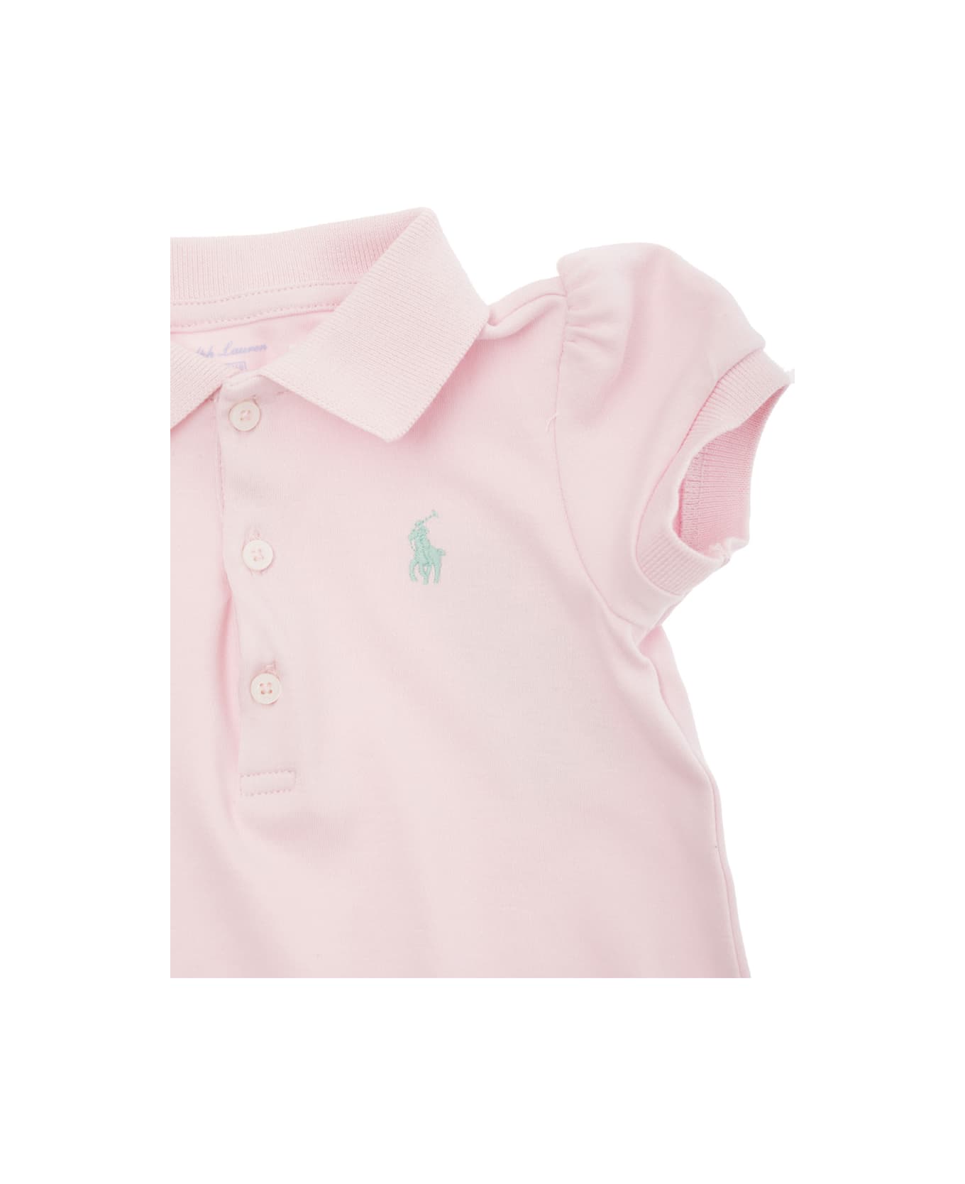 Polo Ralph Lauren Pink Dress With Embroidered Pony In Cotton Baby - Pink