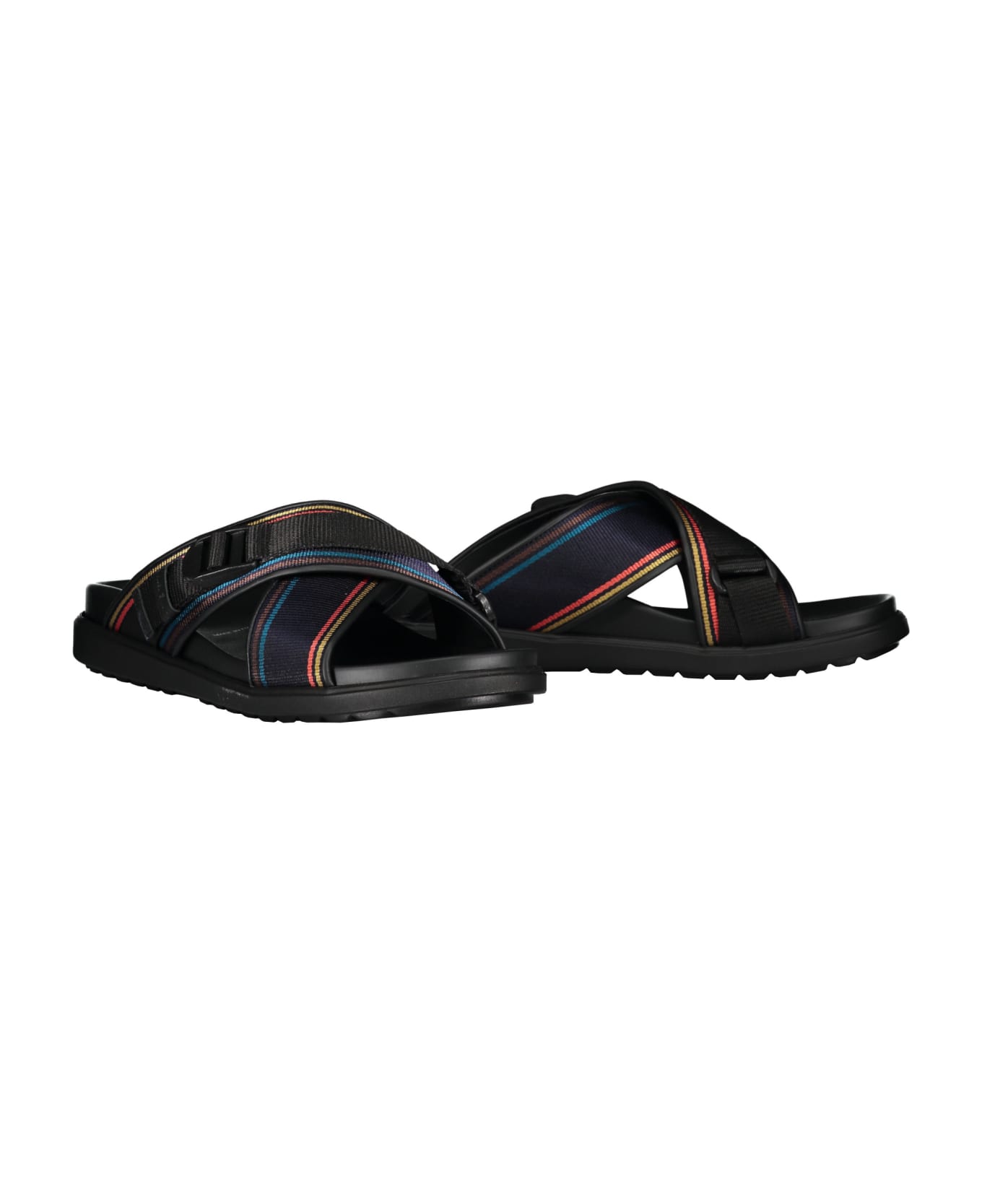 Paul Smith Leather And Fabric Slides - black