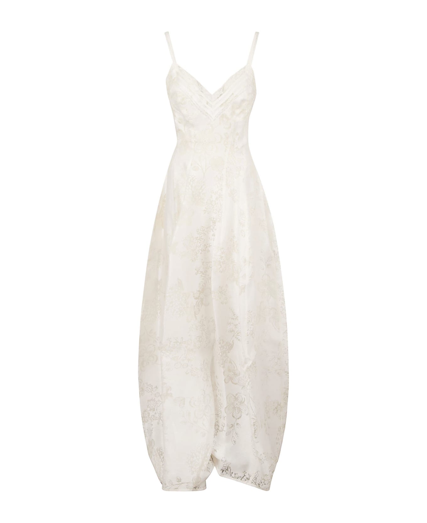 Ermanno Scervino Floral Lace V-neck Long Dress - Snow White