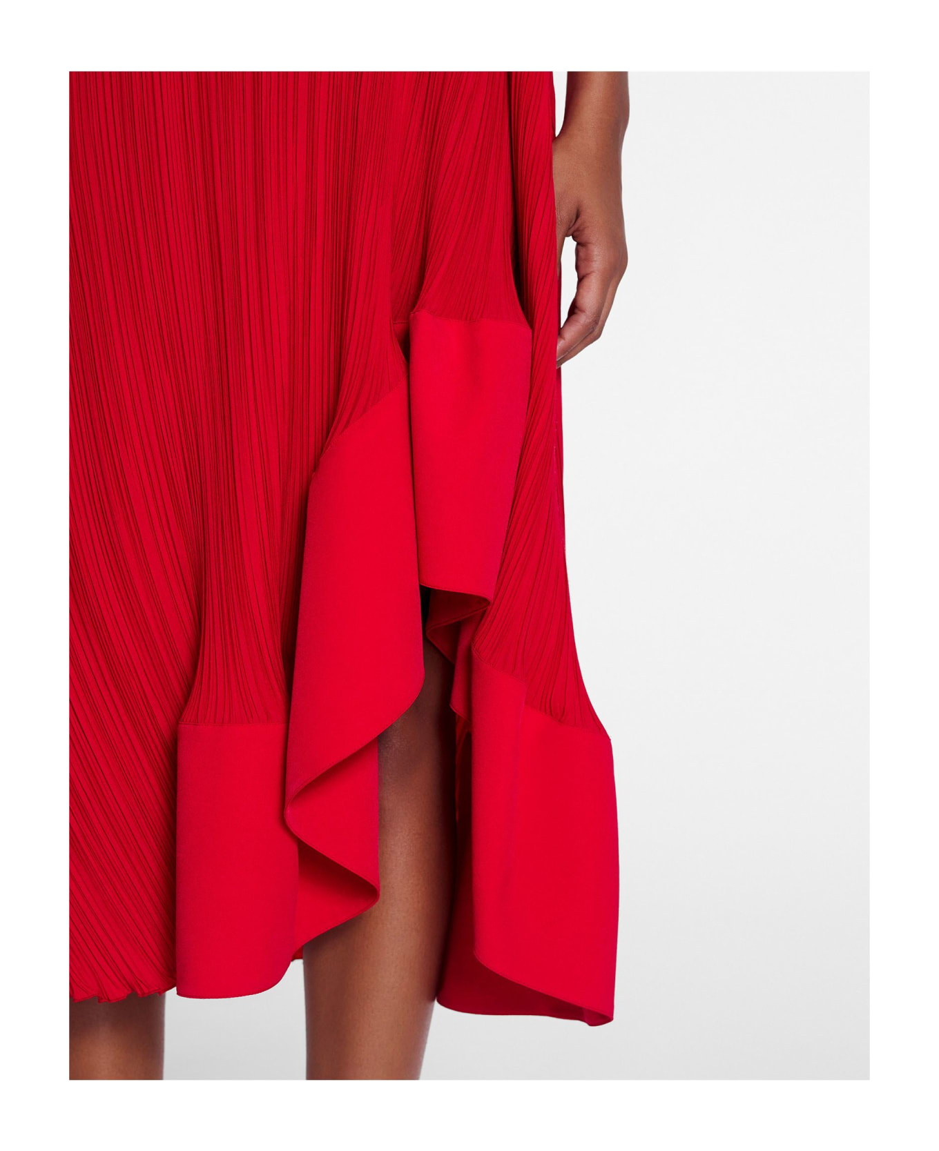 Lanvin Long Pleated Strapped Dress - Red ワンピース＆ドレス