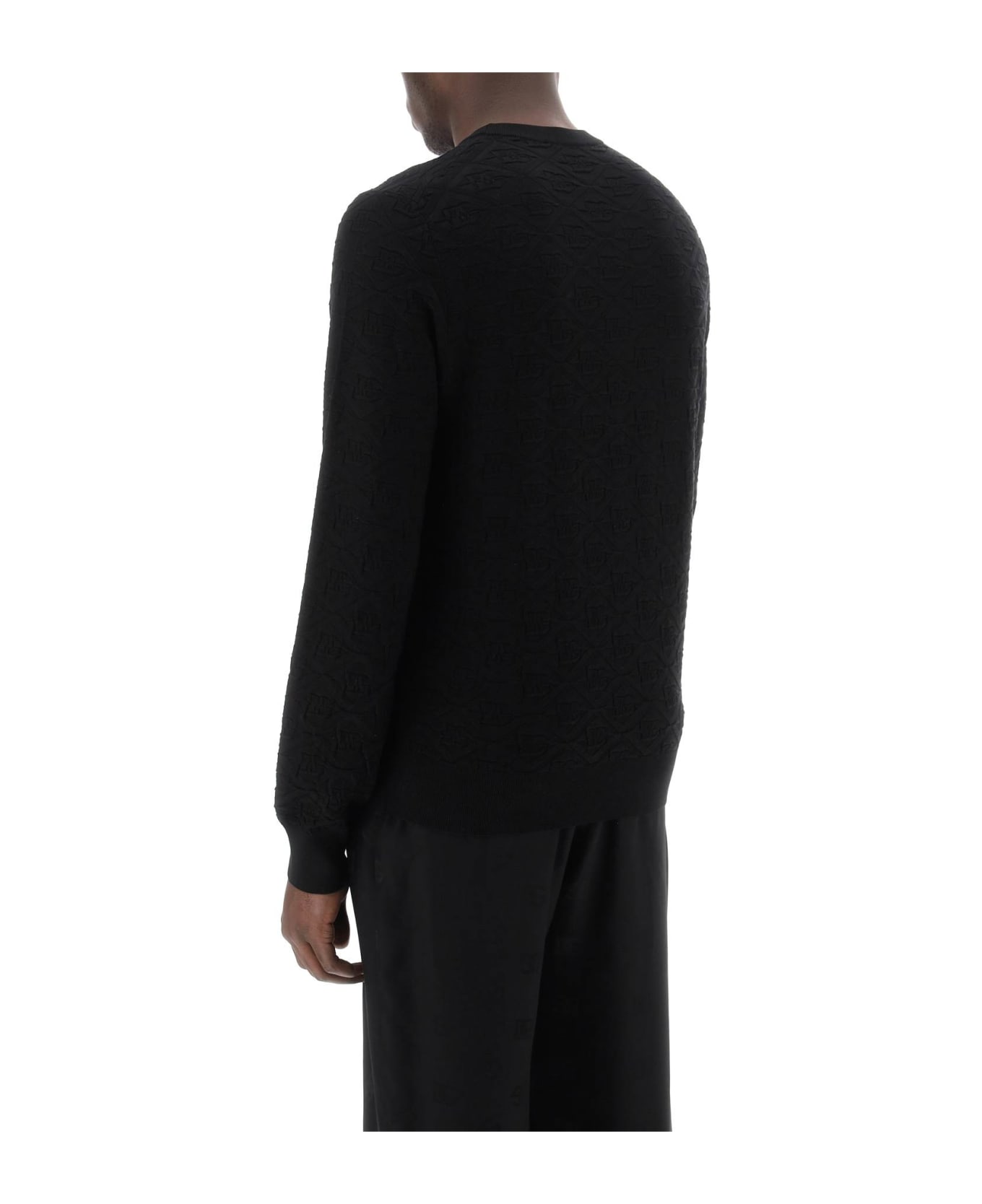 Dolce & Gabbana Dg Jacquard Silk Sweater - NERO (Black)