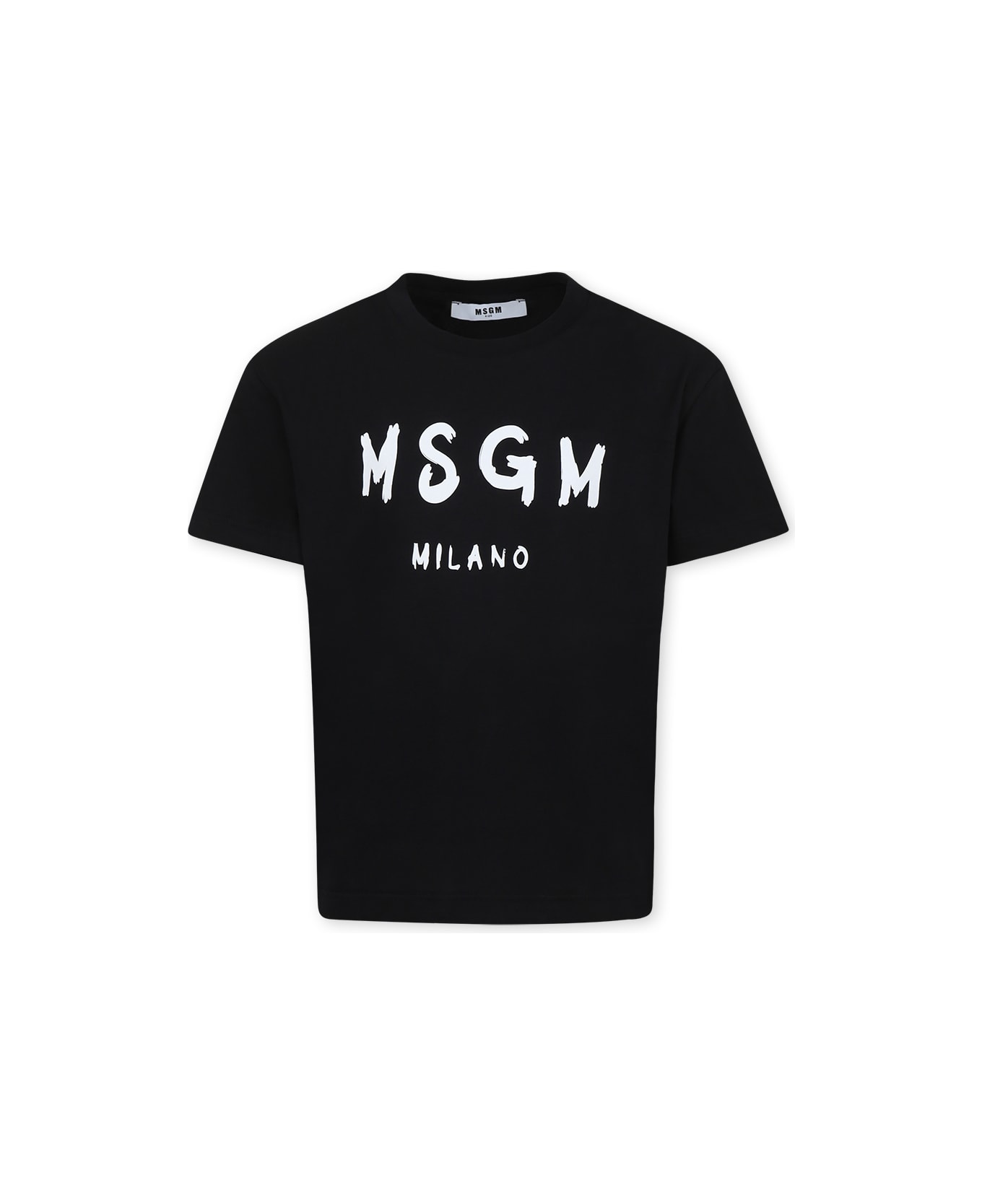 MSGM Black T-shirt For Kids With Logo - Black