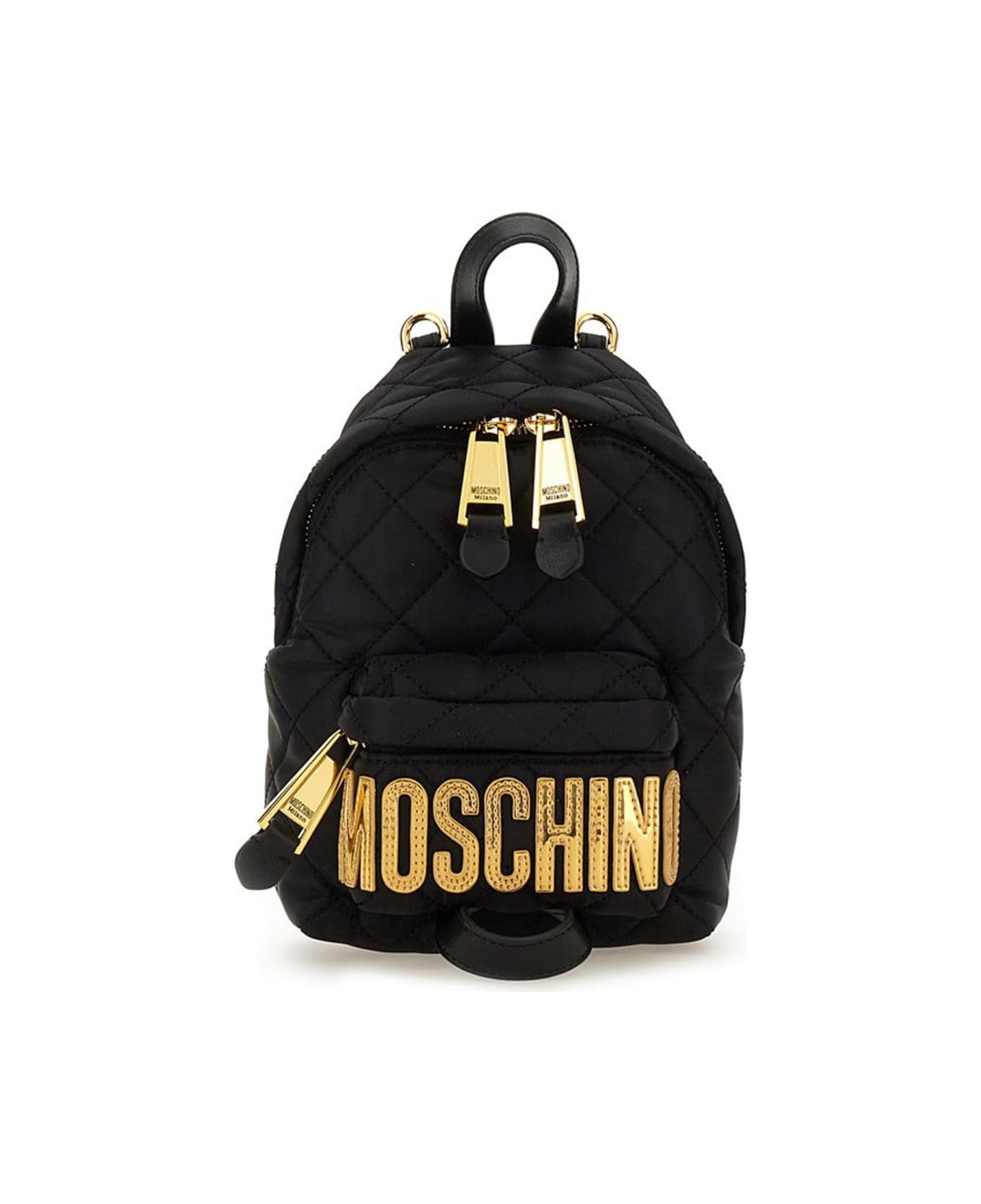Moschino Mini Quilted Backpack - BLACK