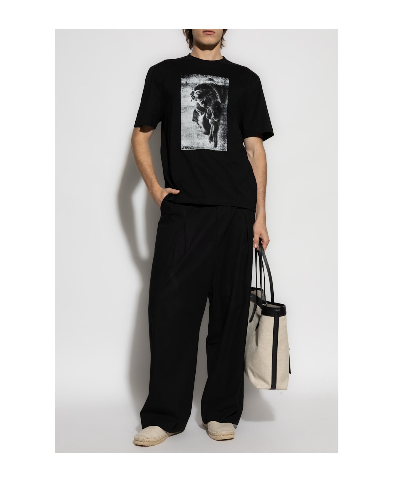 Versace T-shirt With Print - BLACK