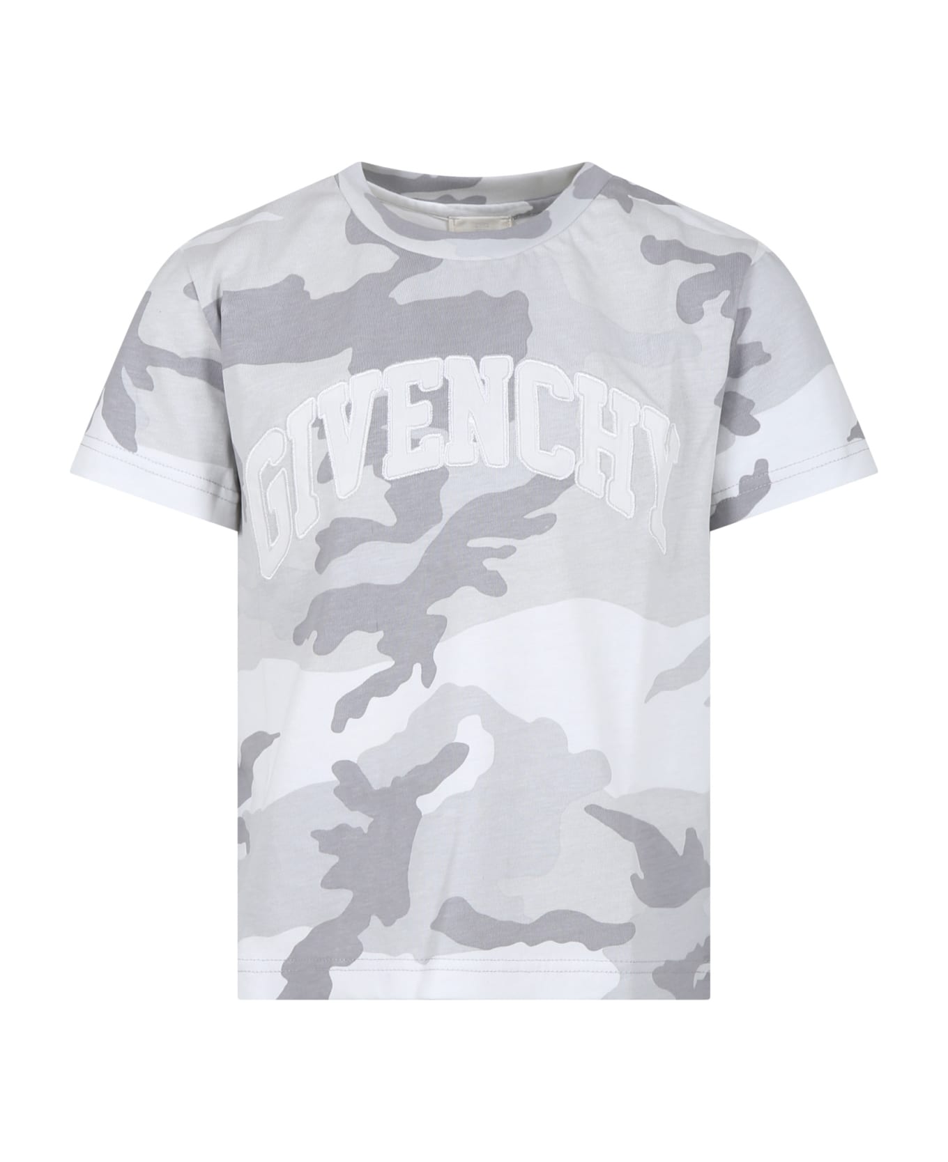 Givenchy Gray T-shirt For Boy With Camouflage Print - Grigio Bianco