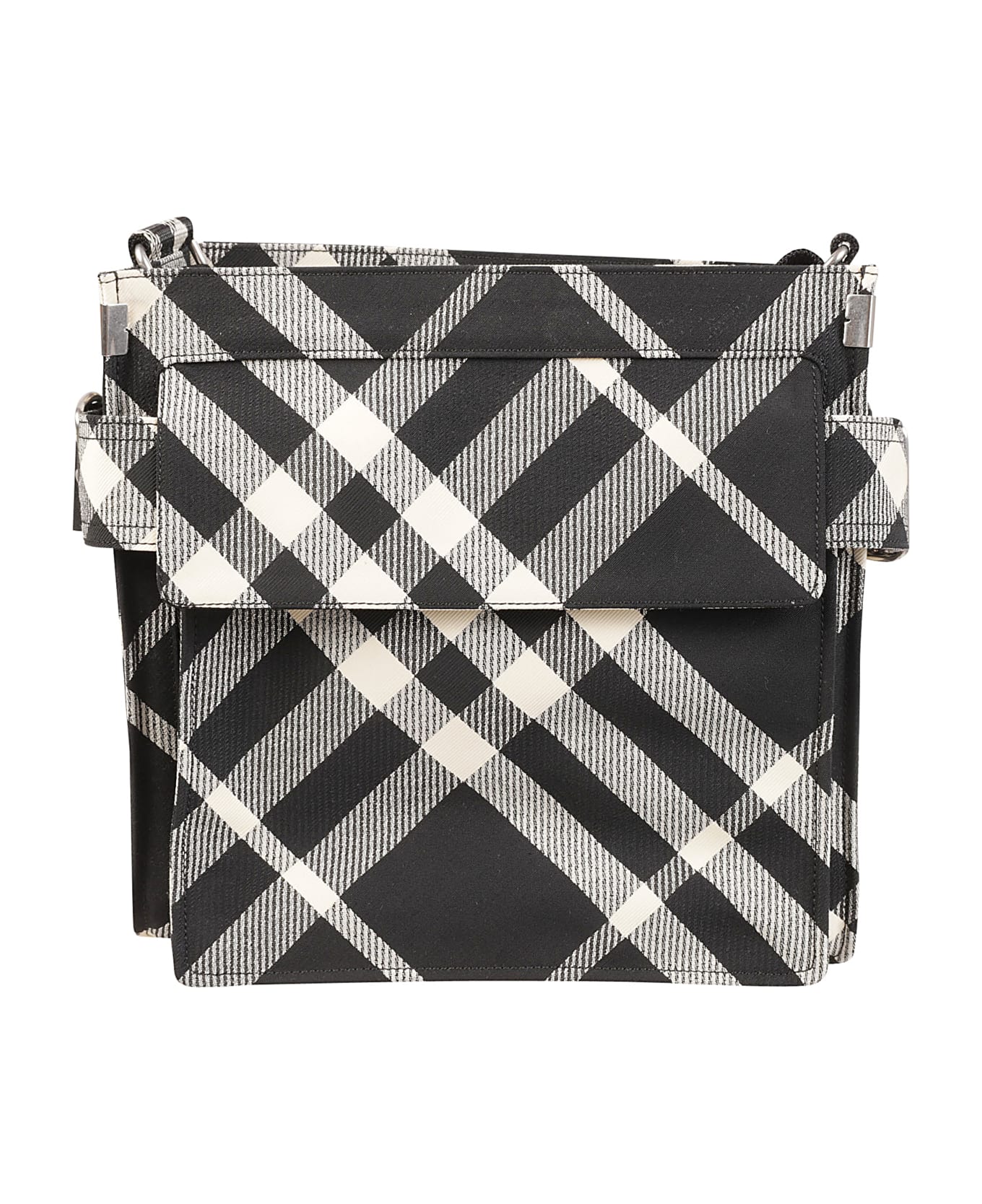 Burberry Check Ribbed Shoulder Bag - Black