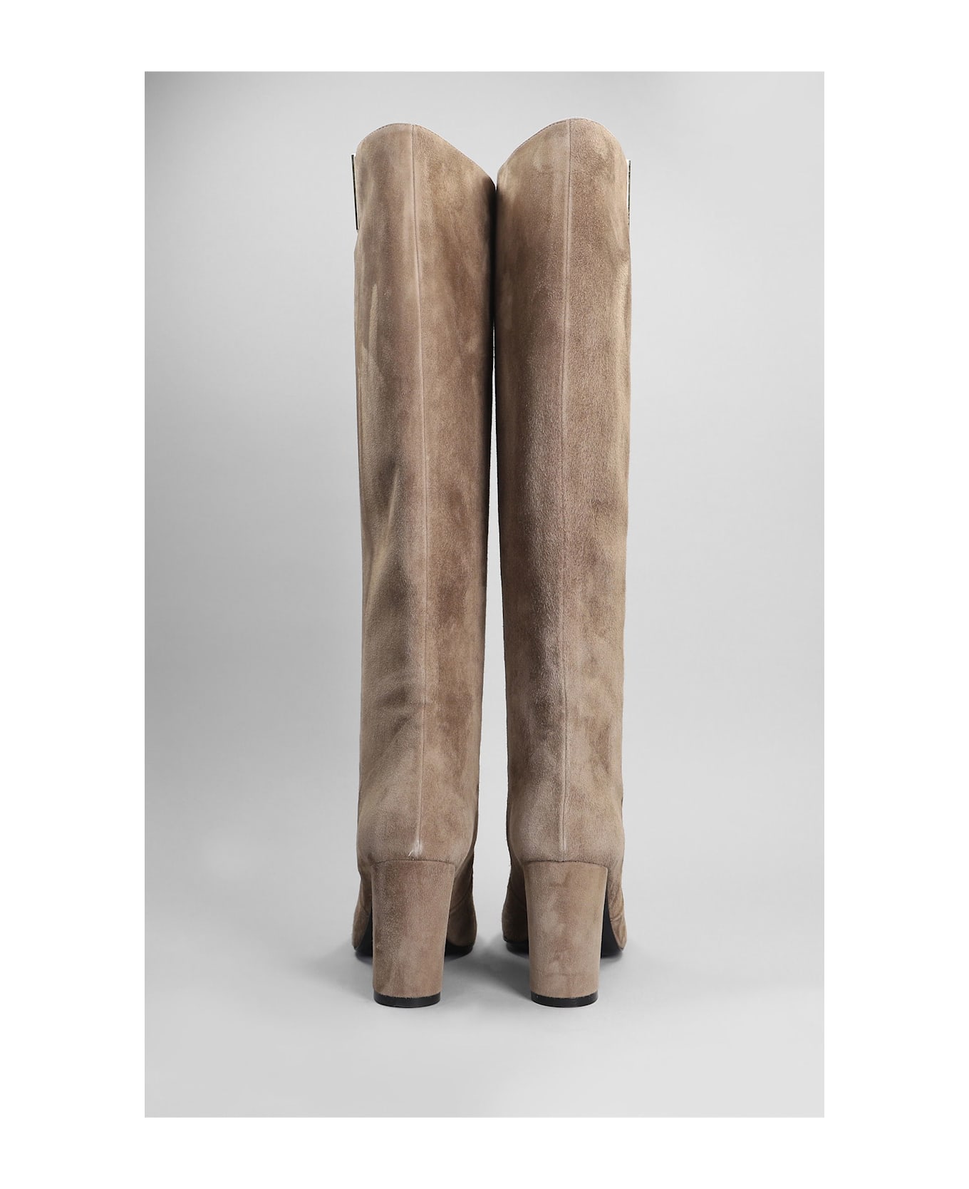 Via Roma 15 High Heels Boots In Beige Suede - beige