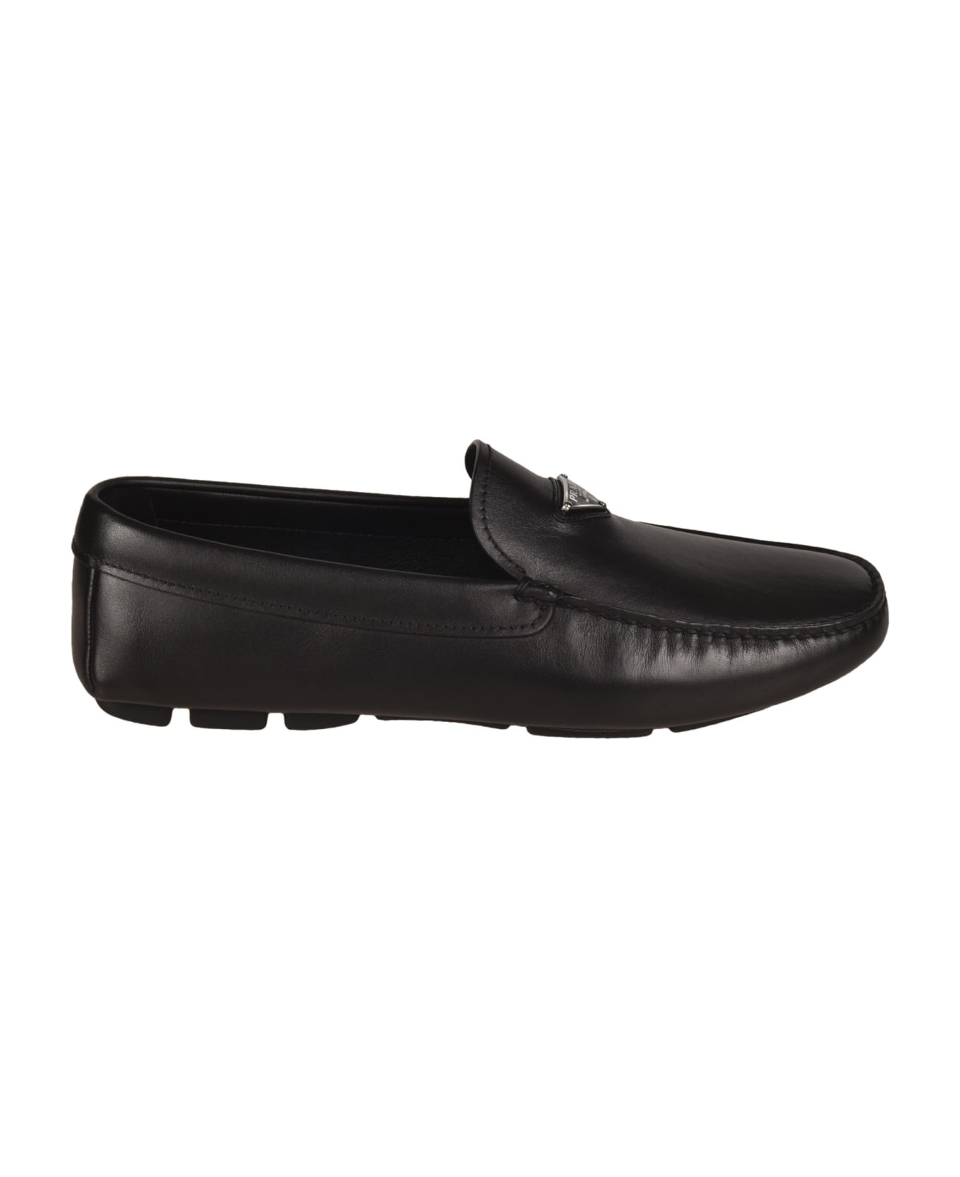 Prada Logo Plaque Loafers - Black ローファー＆デッキシューズ