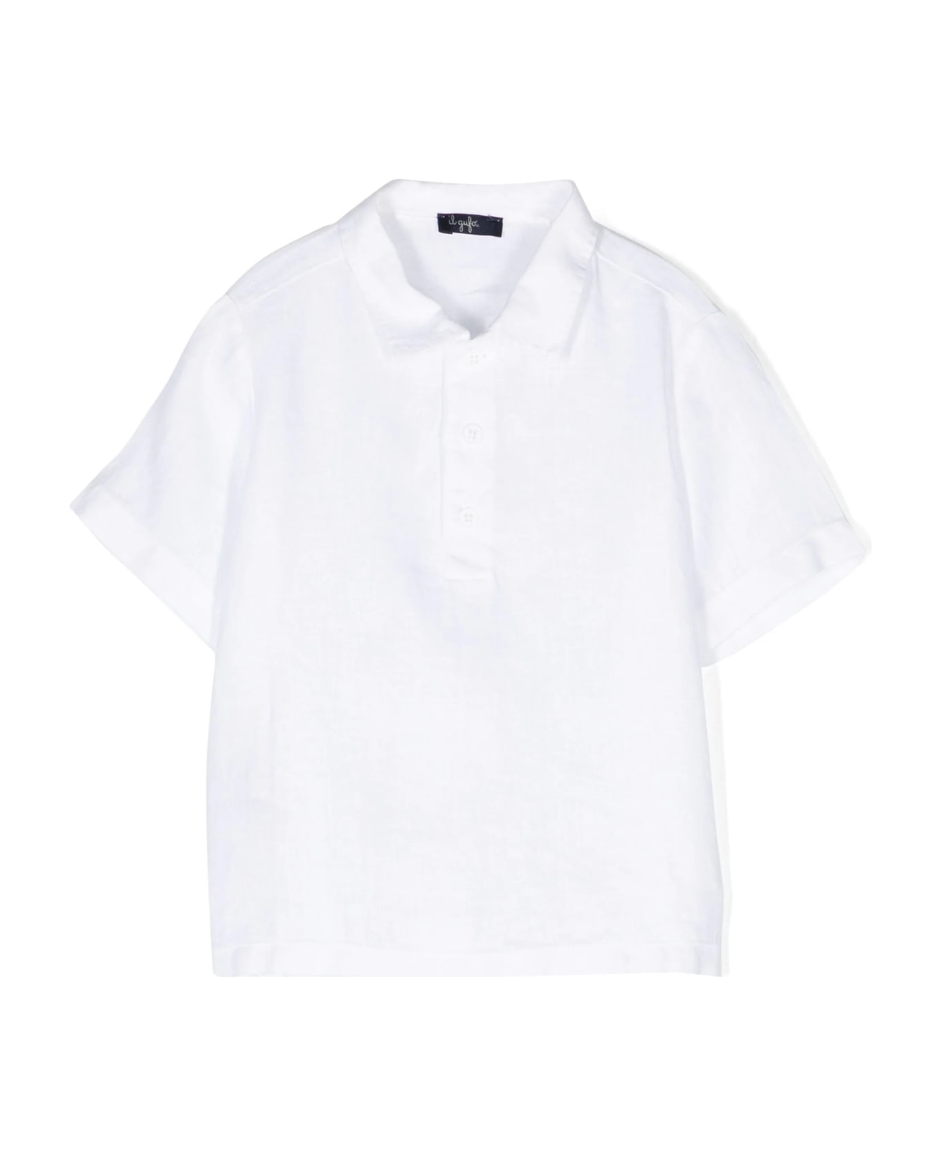 Il Gufo White Linen Short-sleeved Shirt With Mandarin Collar - Bianco