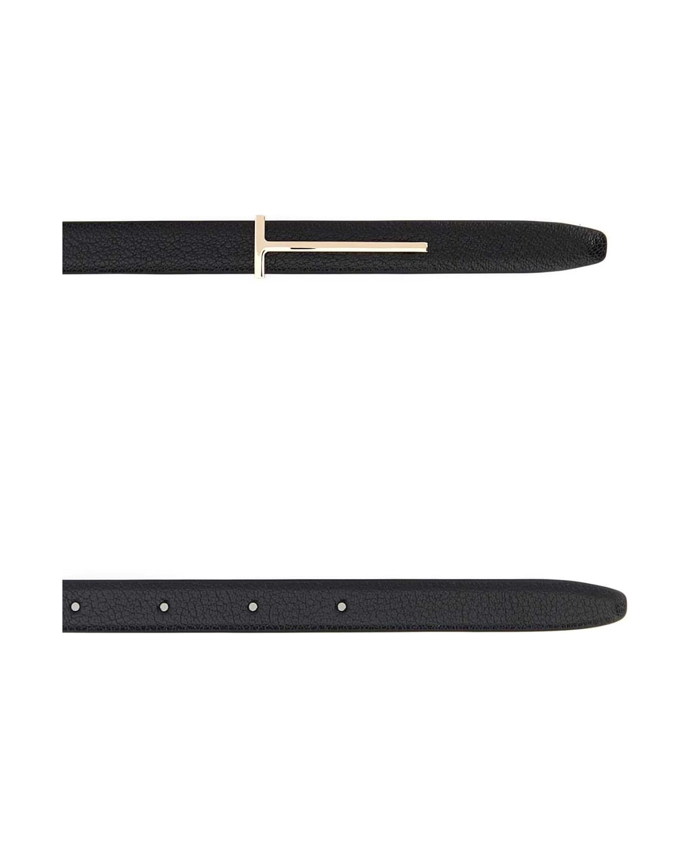 Tom Ford Black Leather Belt - BLACK