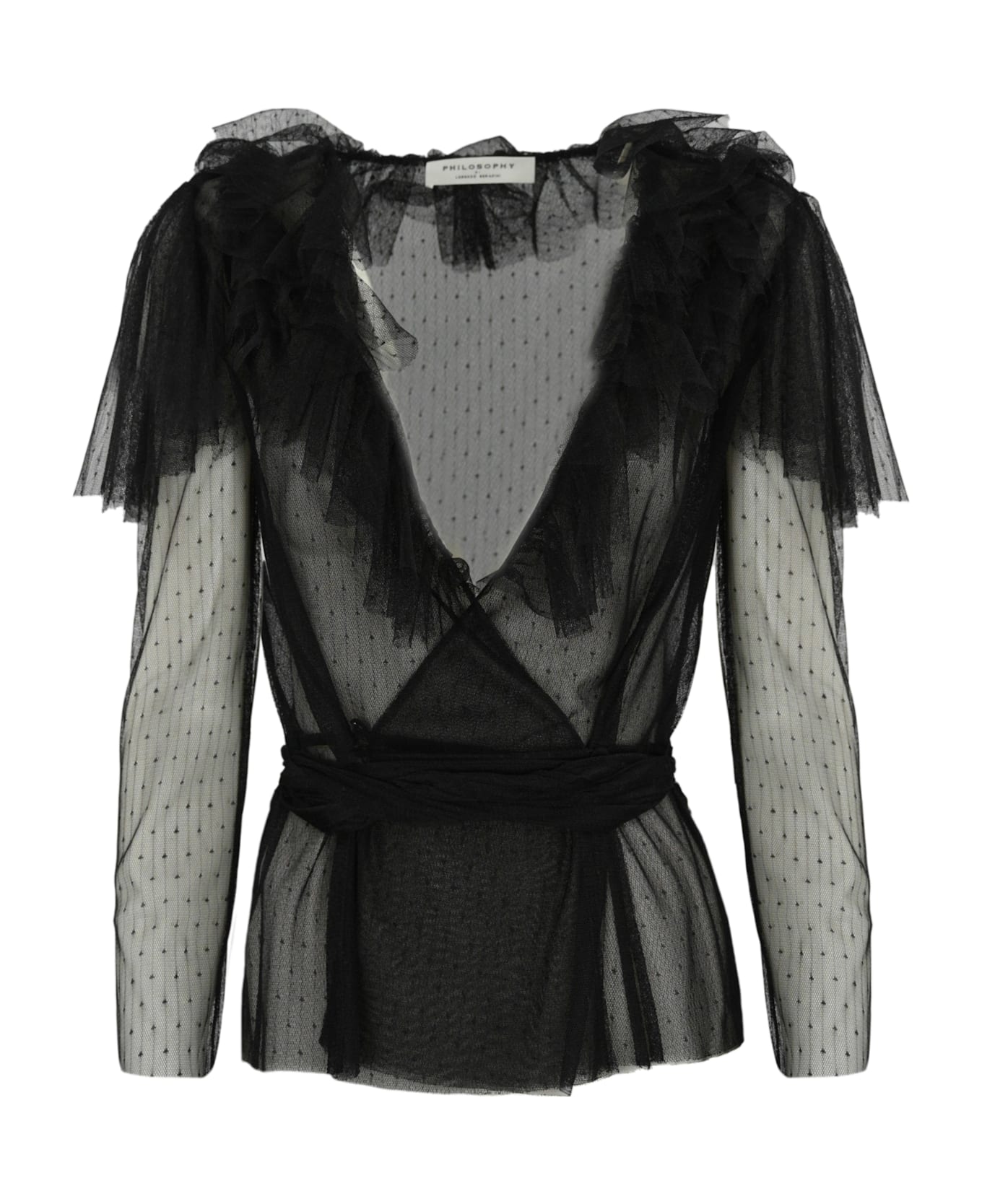 Philosophy di Lorenzo Serafini Tulle Shirt With Ruffles - Nero