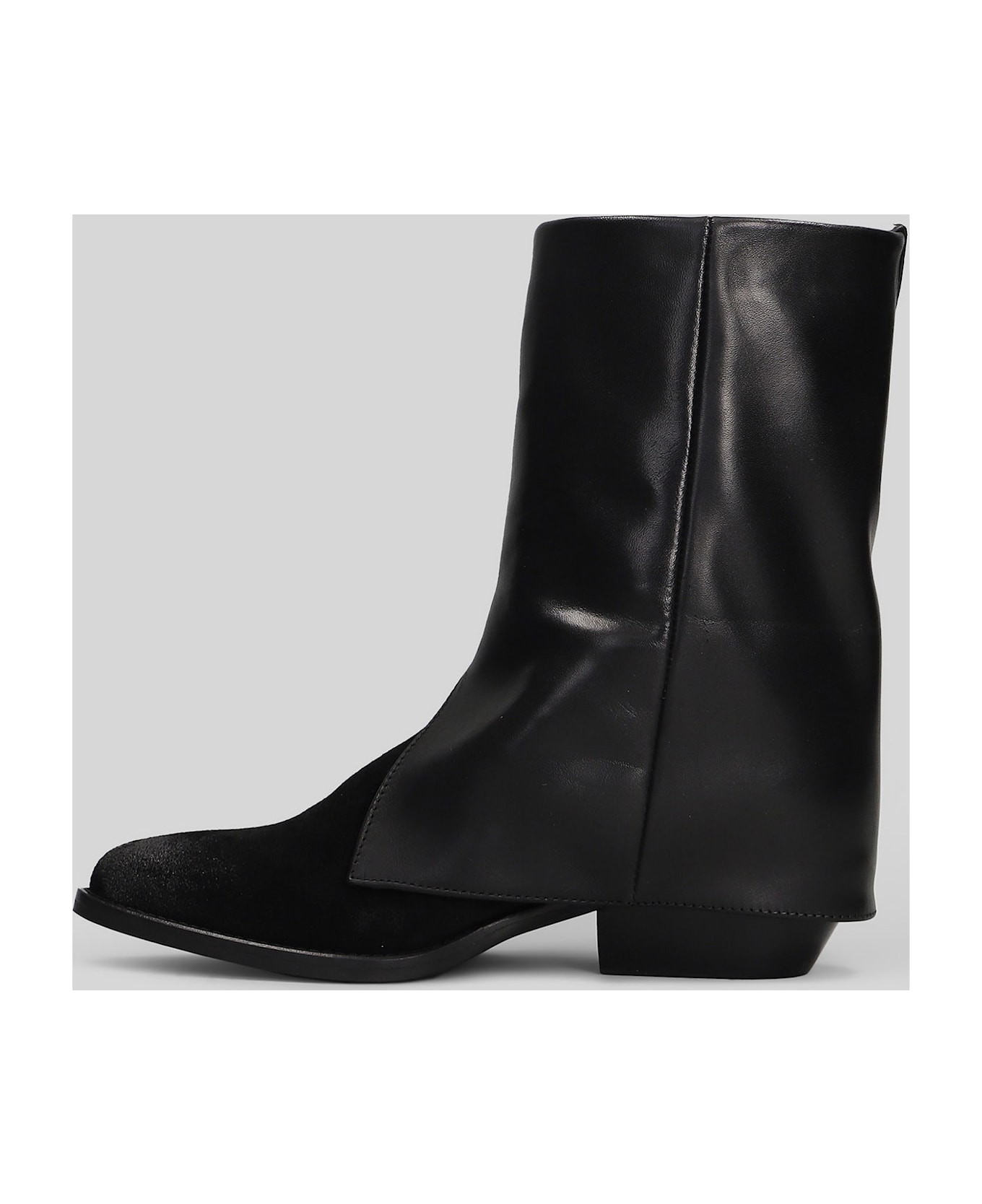 Julie Dee Texan Ankle Boots In Black Suede And Leather - black