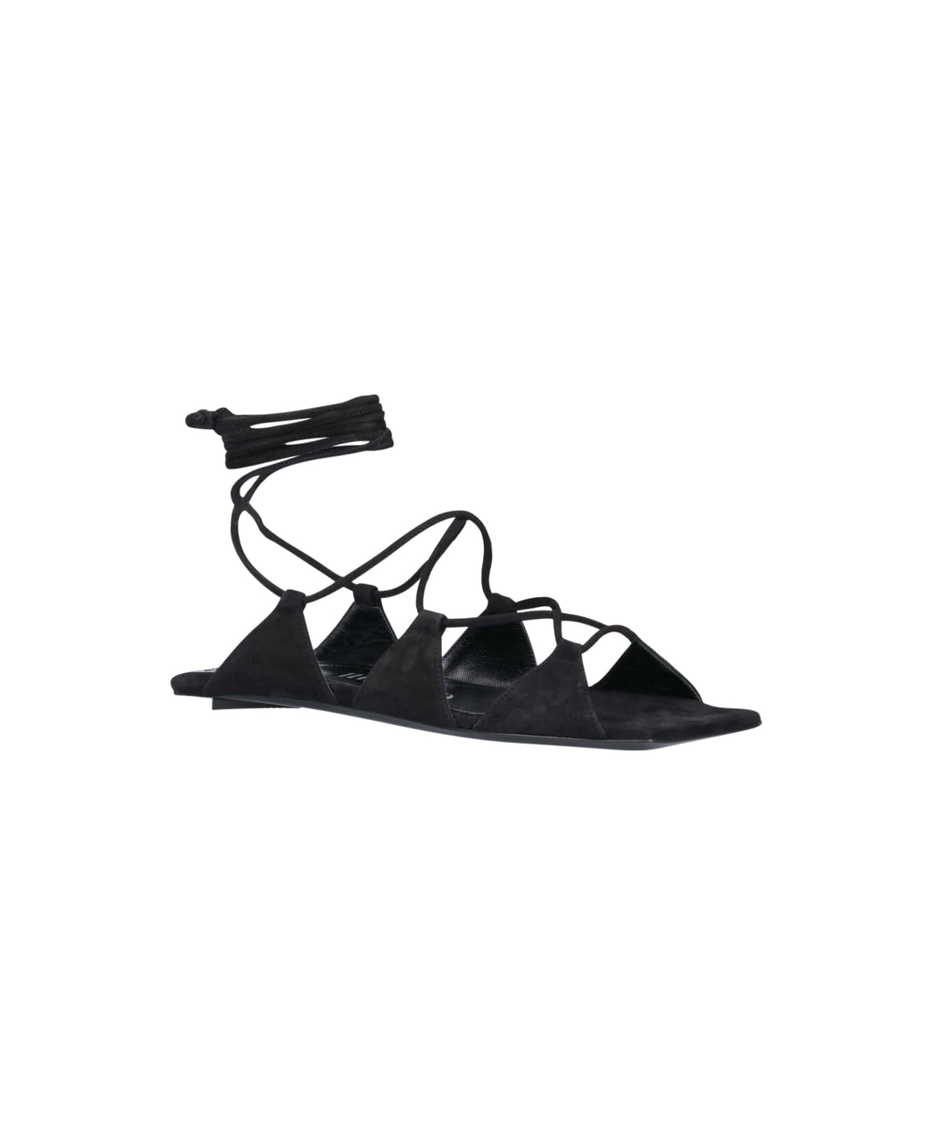 The Attico Crossed Sandals - BLACK フラットシューズ