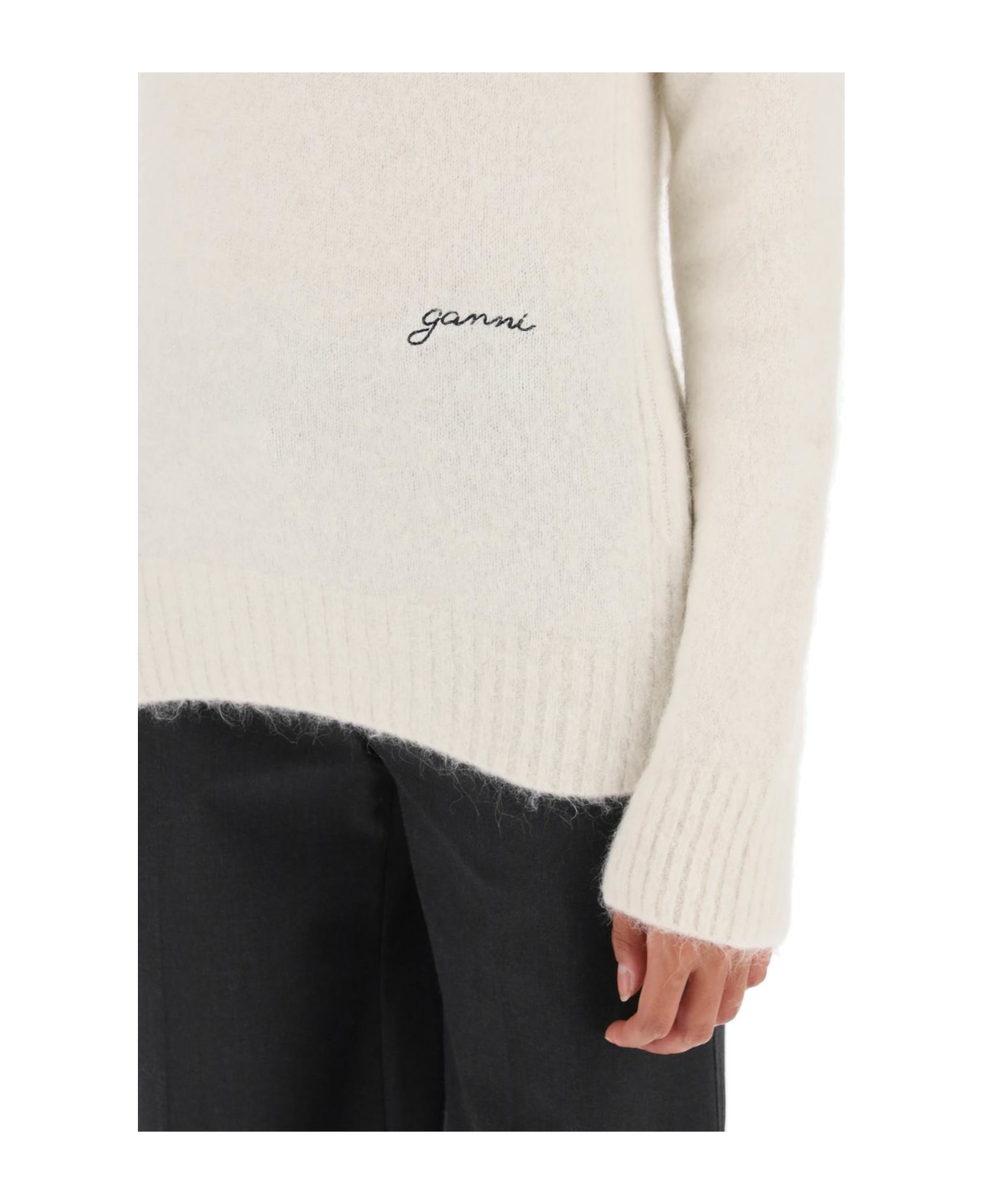 Ganni Sweater In Brushed Alpaca Blend - EGRET (White)