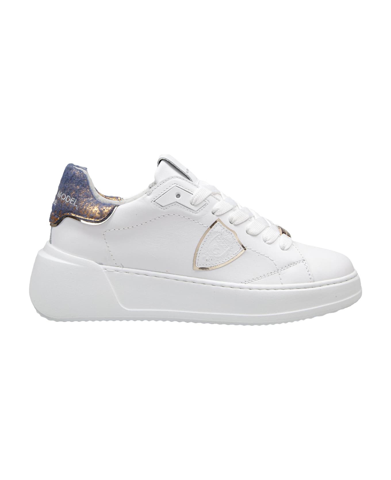Philippe Model Tres Temple Low In Leather White Color - White