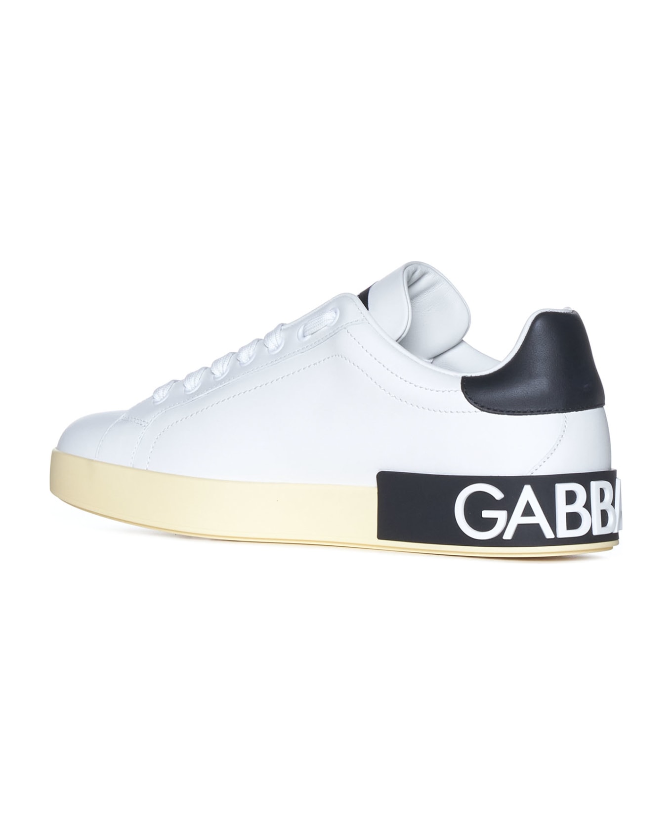 zapatillas de running maratón negras baratas menos de 60 Portofino Nappa Sneaker With Printed Dg Logo - White
