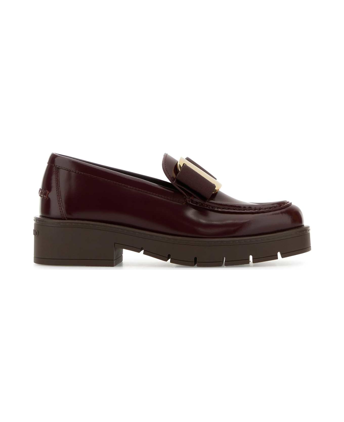 Ferragamo Burgundy Leather Mirty Loafers - CORDOVAN