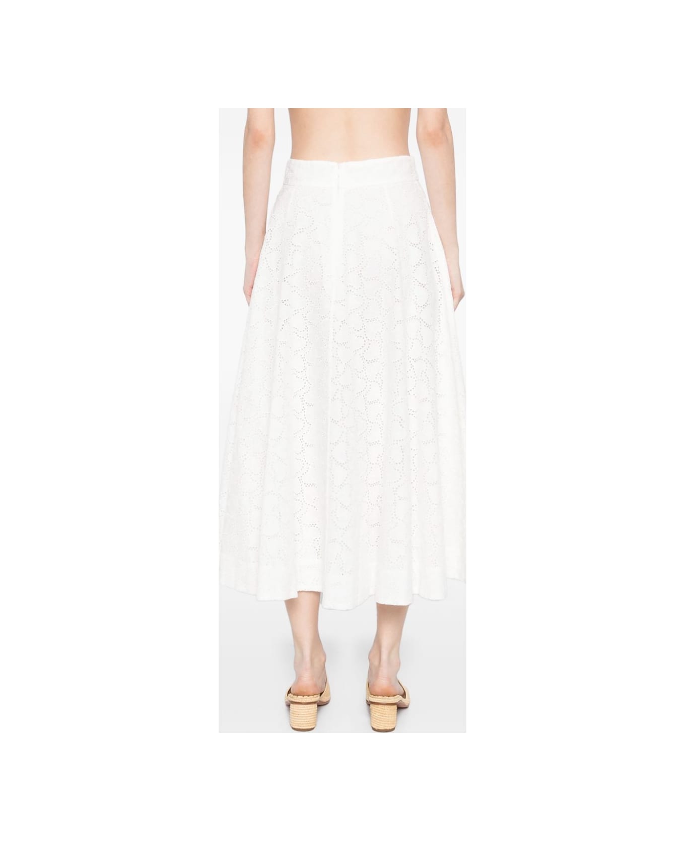 Zimmermann Crush Cotton Midi Skirt - White