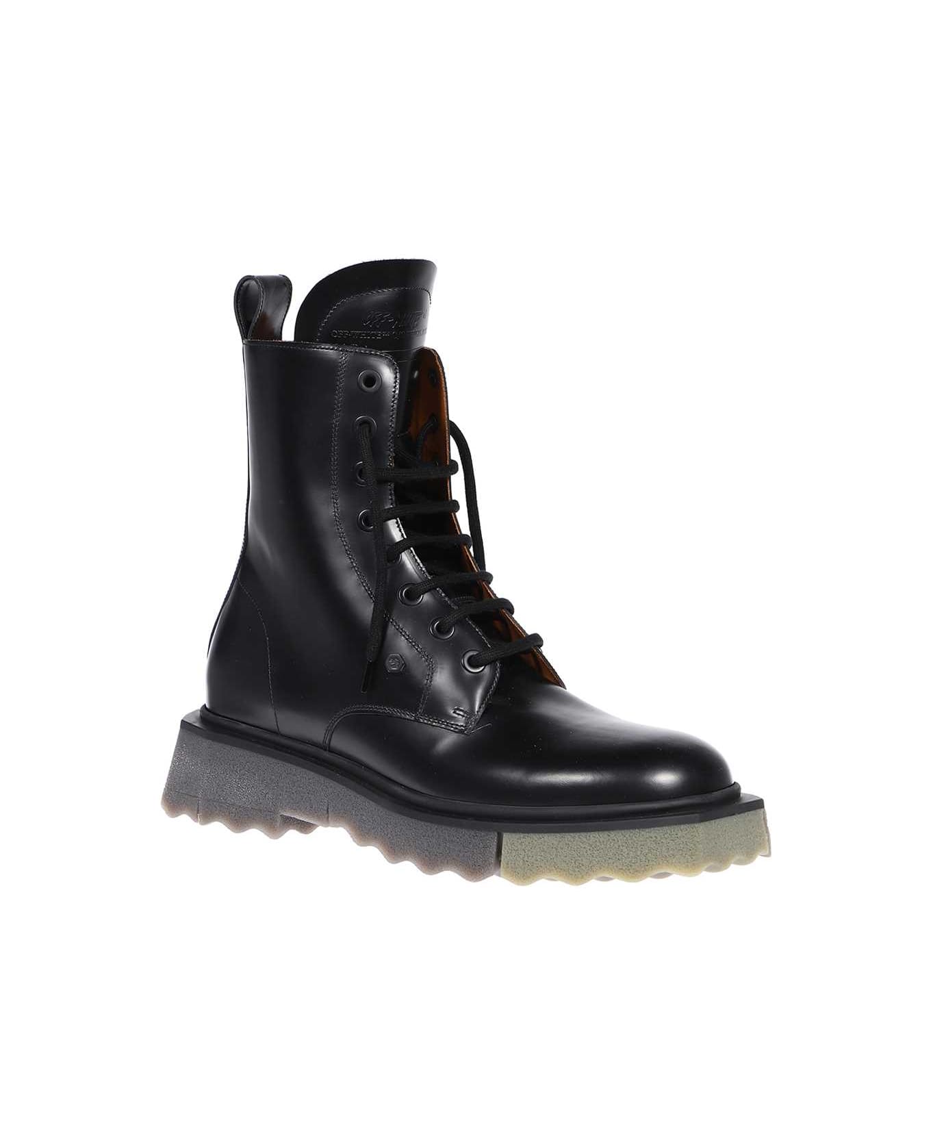 Off-White Leather Lace-up Boots - black