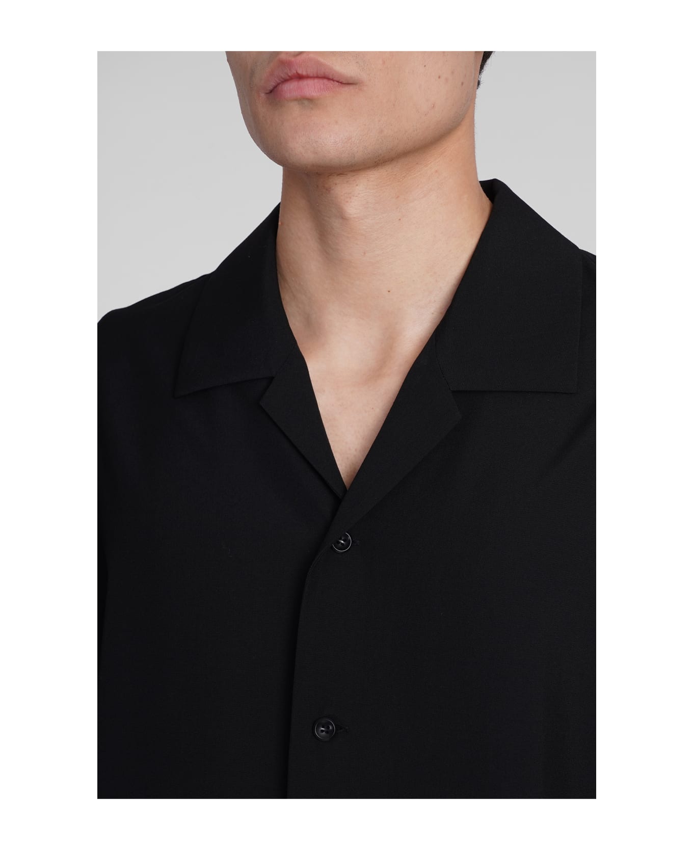 Attachment Shirt In Black Wool - black シャツ
