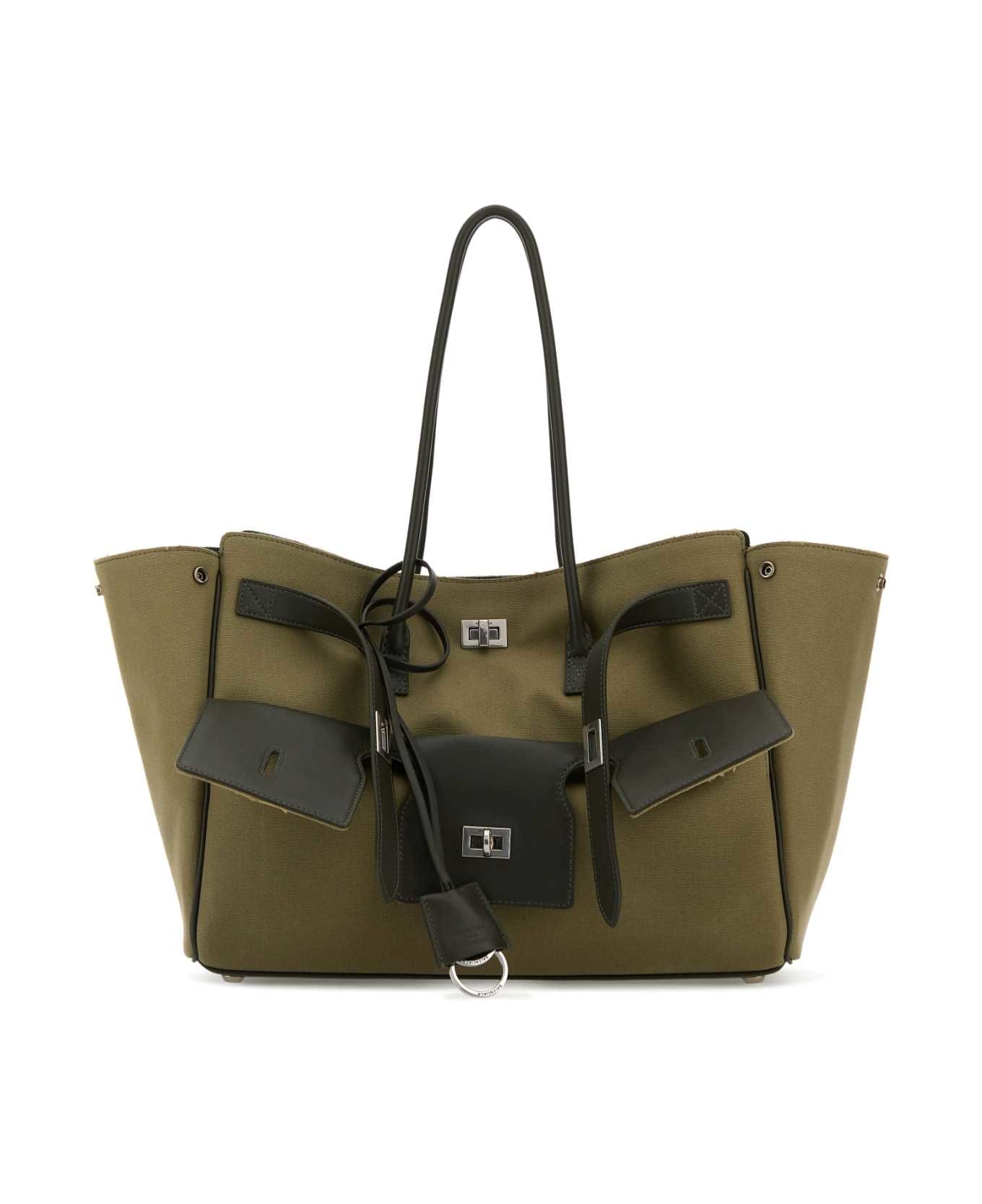 Balenciaga Army Green Canvas Medium Carry All Bel Air Handbag - KHAKI/KHAKI