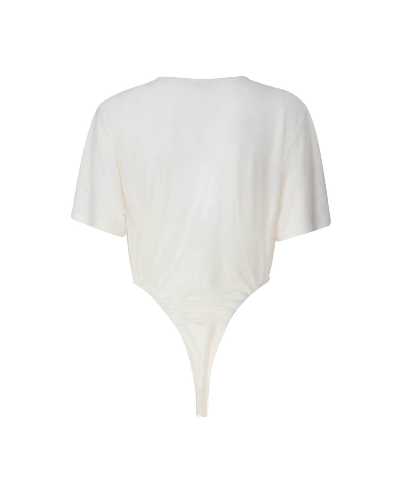 Pinko Bodysuit In Slub Linen Fabric - White ボディスーツ