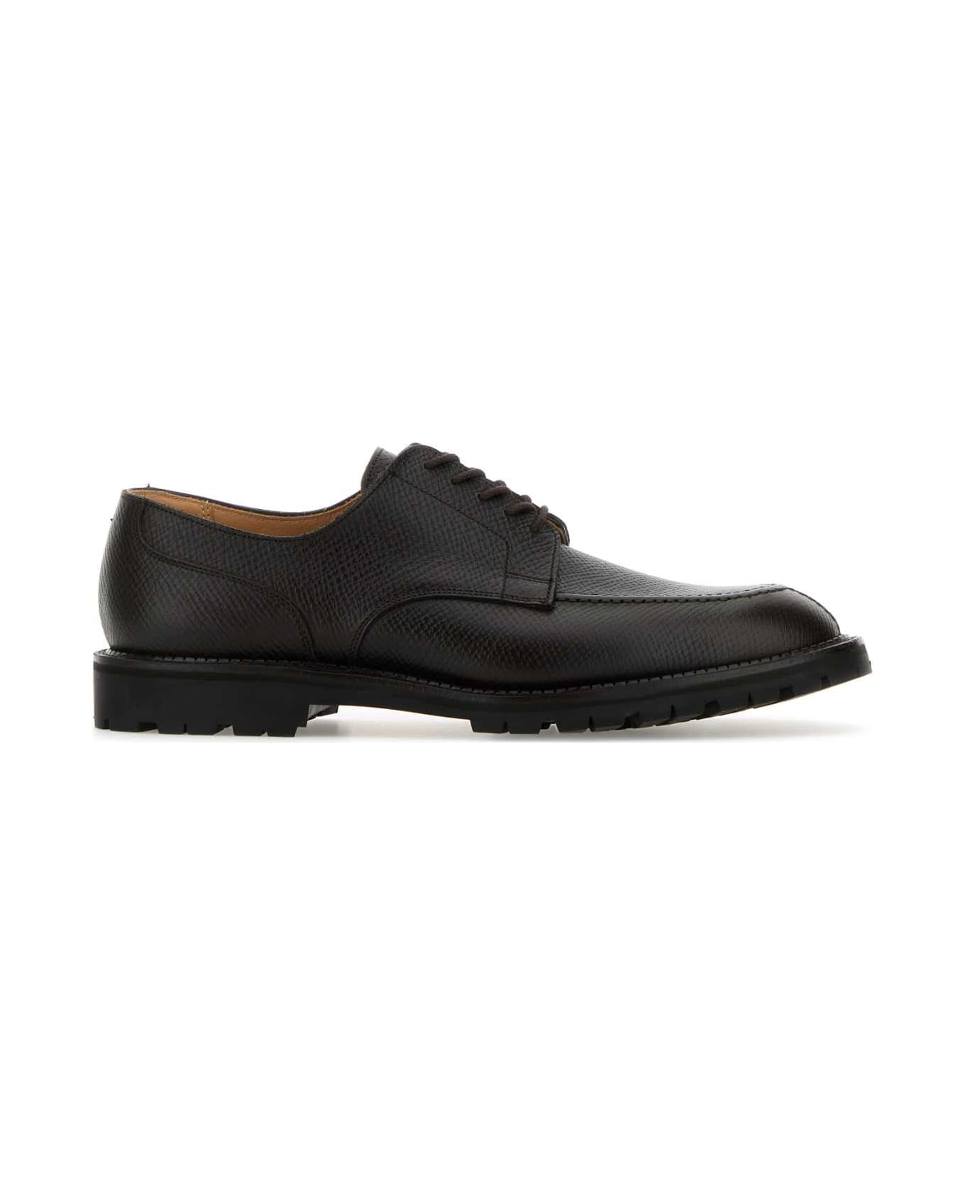 Crockett 
Jones Dark Brown Leather Denver Lace-up Shoes - DARK BROWN HATCH GRAIN