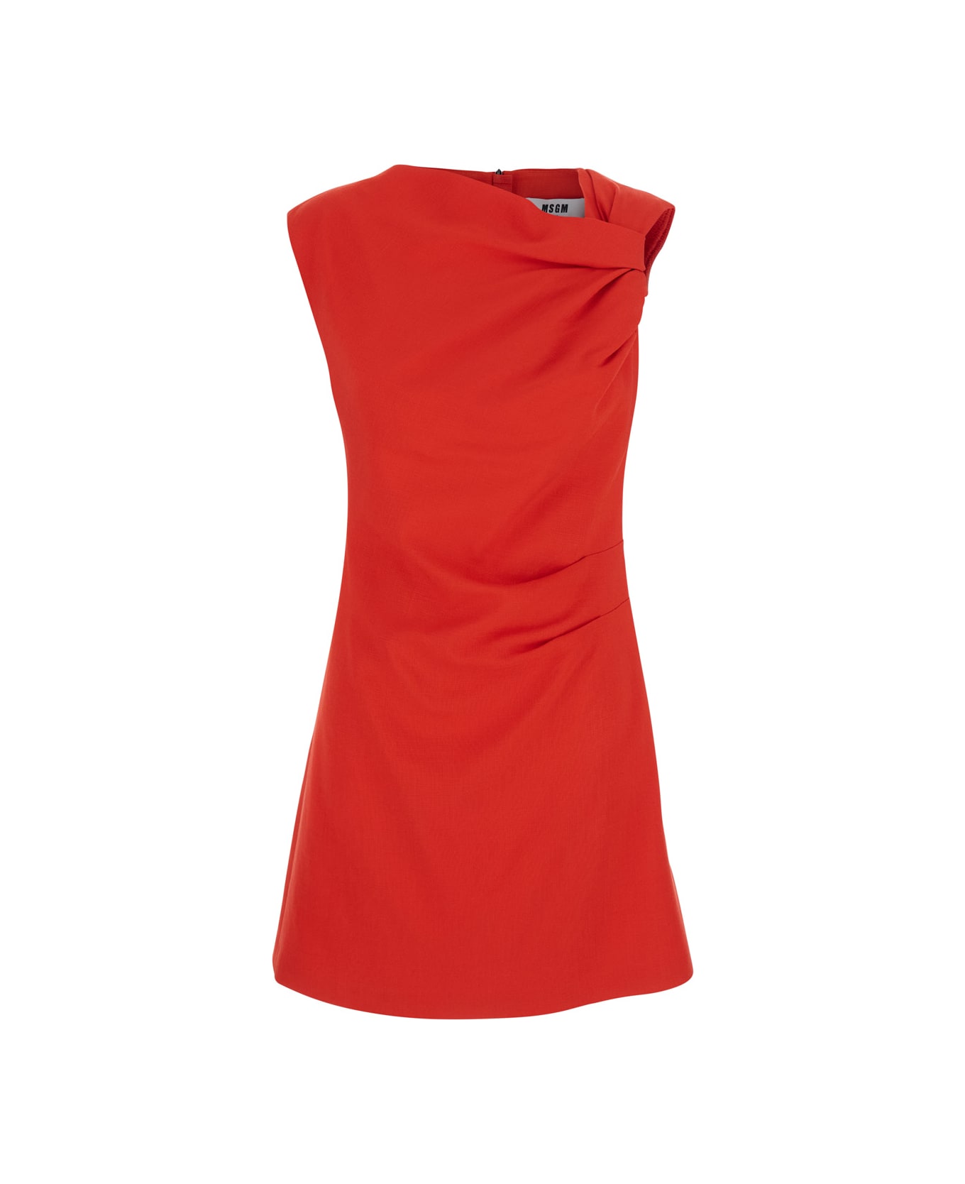 MSGM Dress With Ruches Details - Red