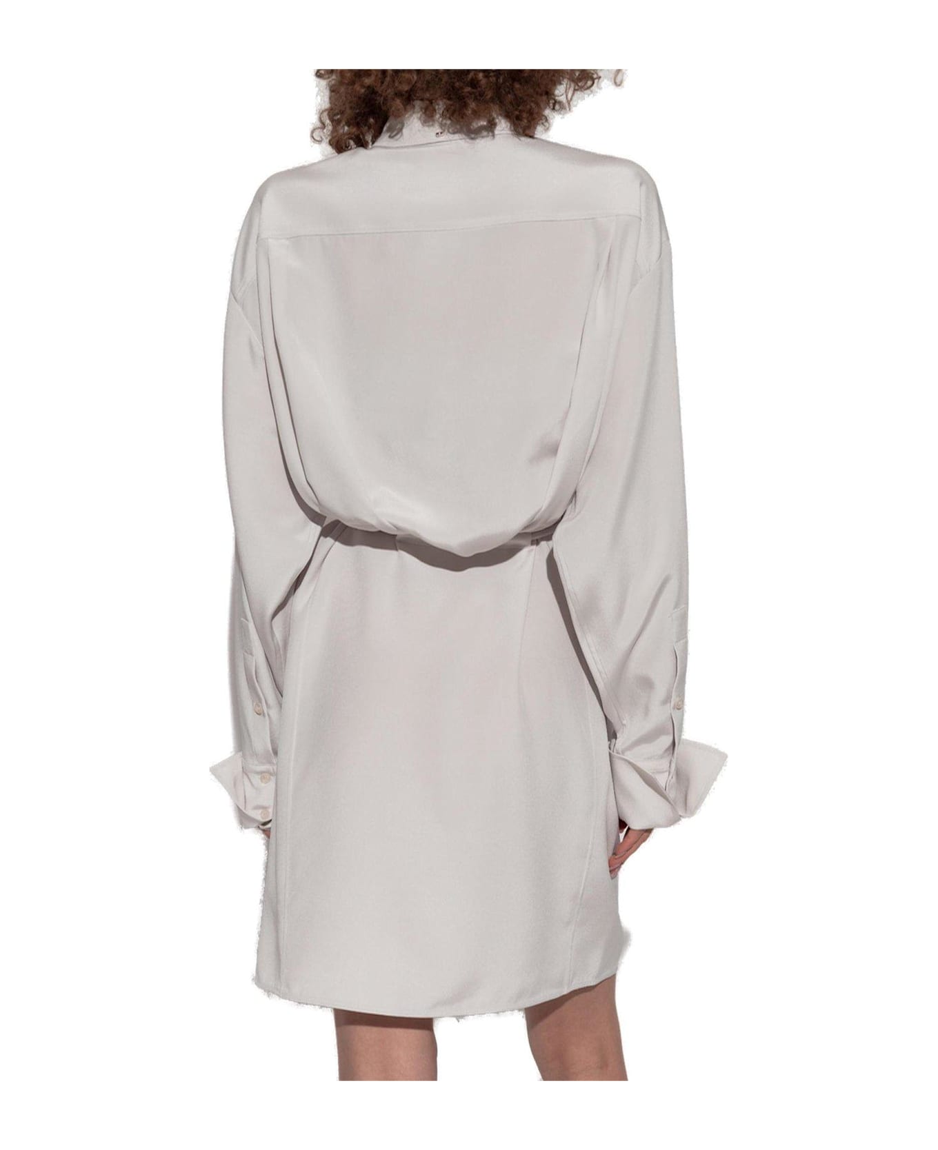 SportMax Eolie Oversized Tied Waist Long-sleeved Dress - Grigio