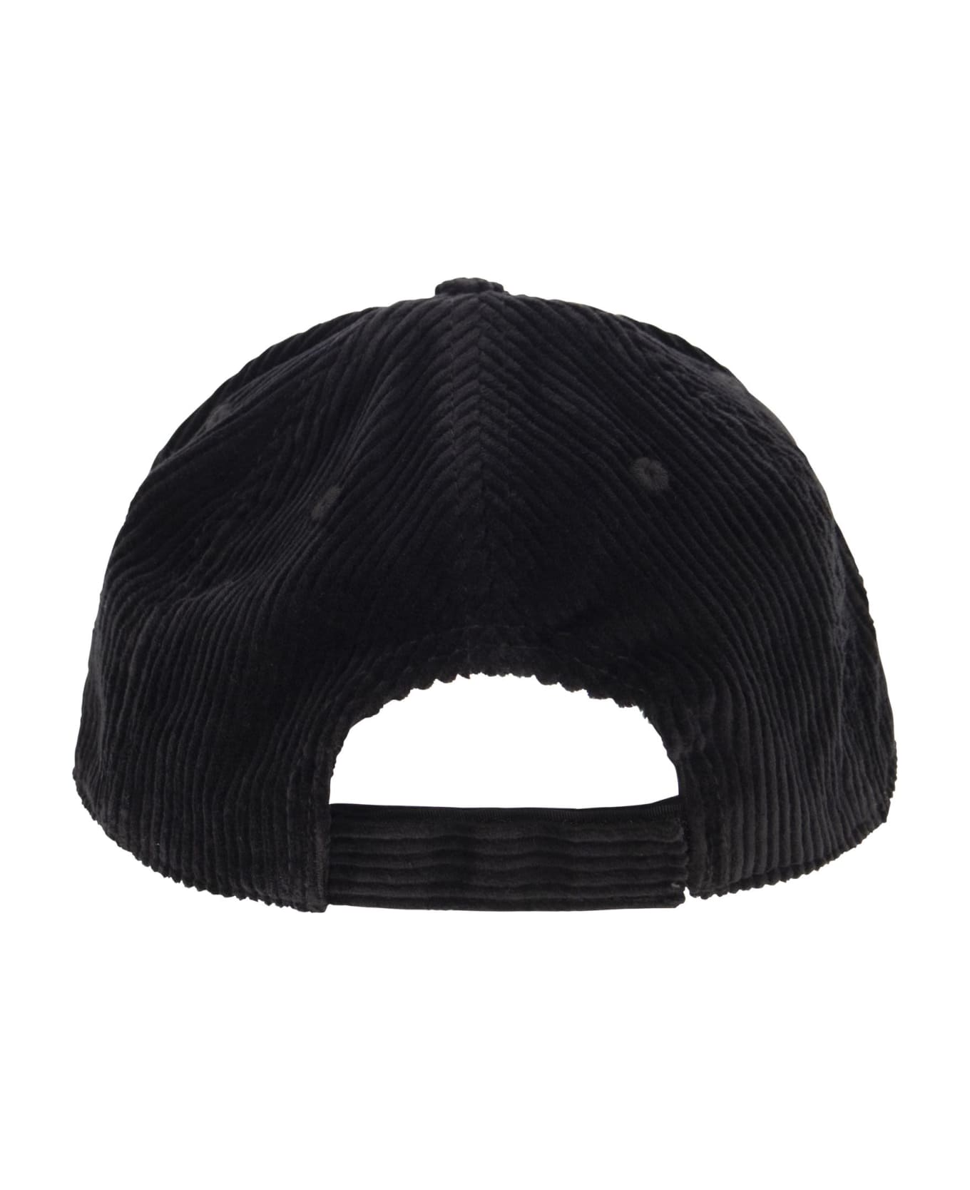 MC2 Saint Barth Corduroy Baseball Cap With Embroidery - Black 帽子