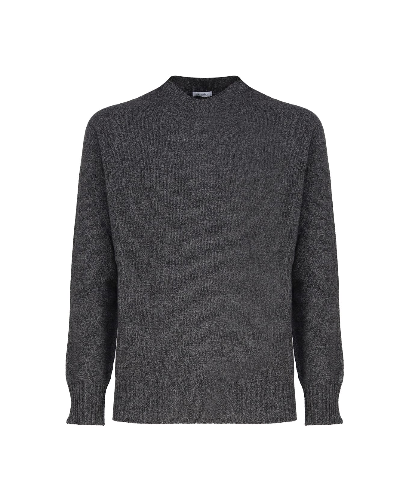 Malo Crew-neck Sweater In Mouliné Cashmere - Grey