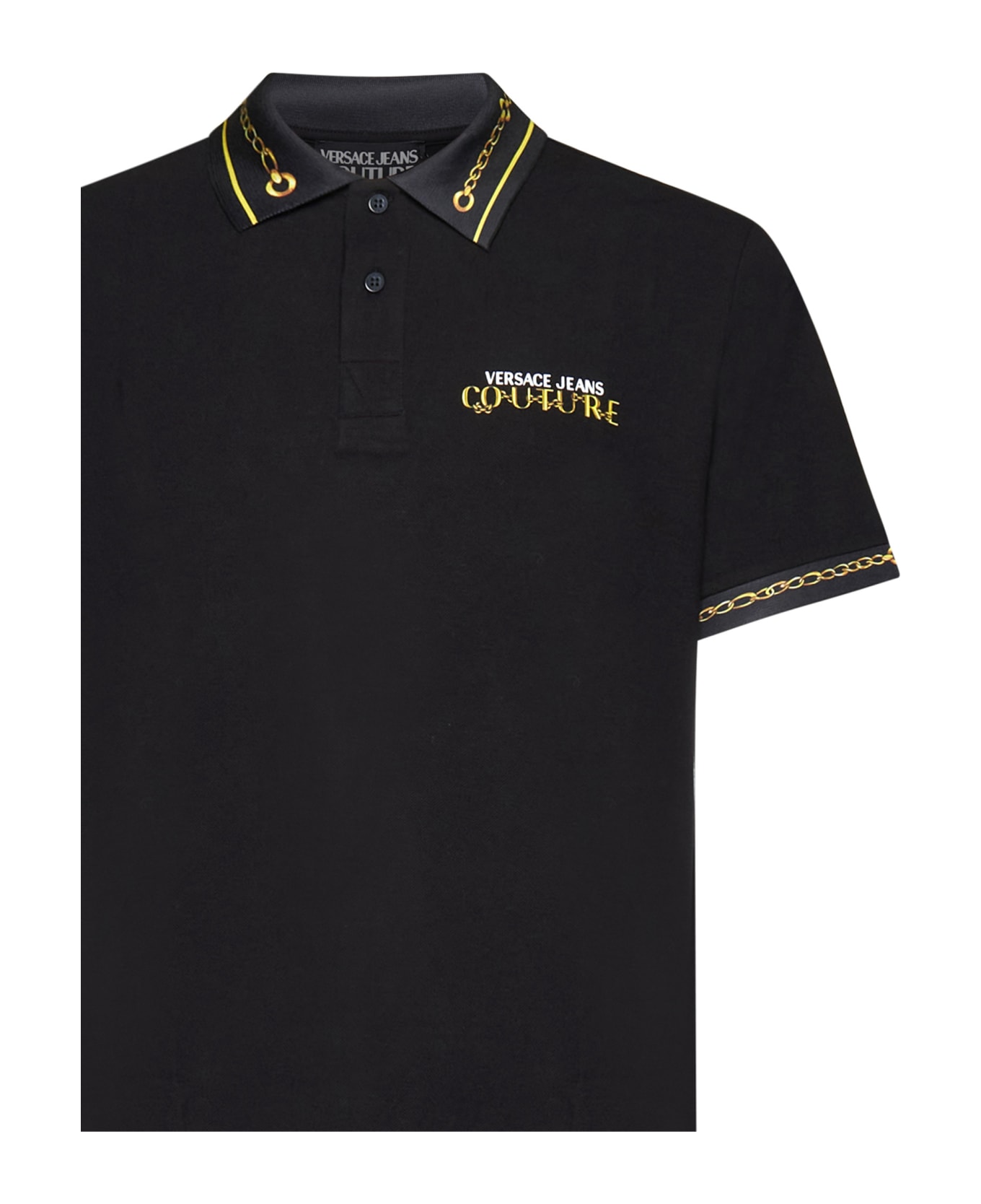 Versace Jeans Couture Chain-link Polo Shirt - Black gold ポロシャツ