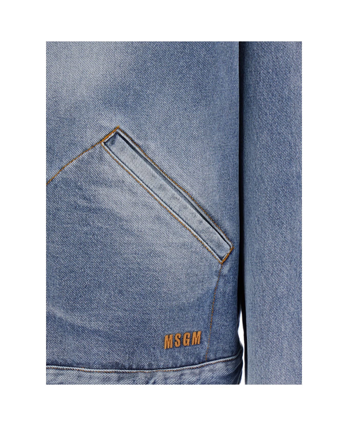 MSGM Jacket With Logo Embroidered On The Front - Blu
