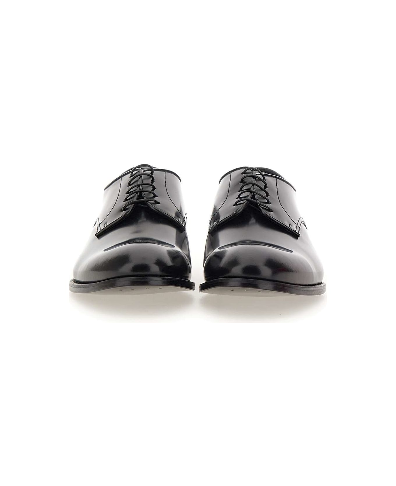 Doucal's "horse" Lace-ups Leather - BLACK ローファー＆デッキシューズ