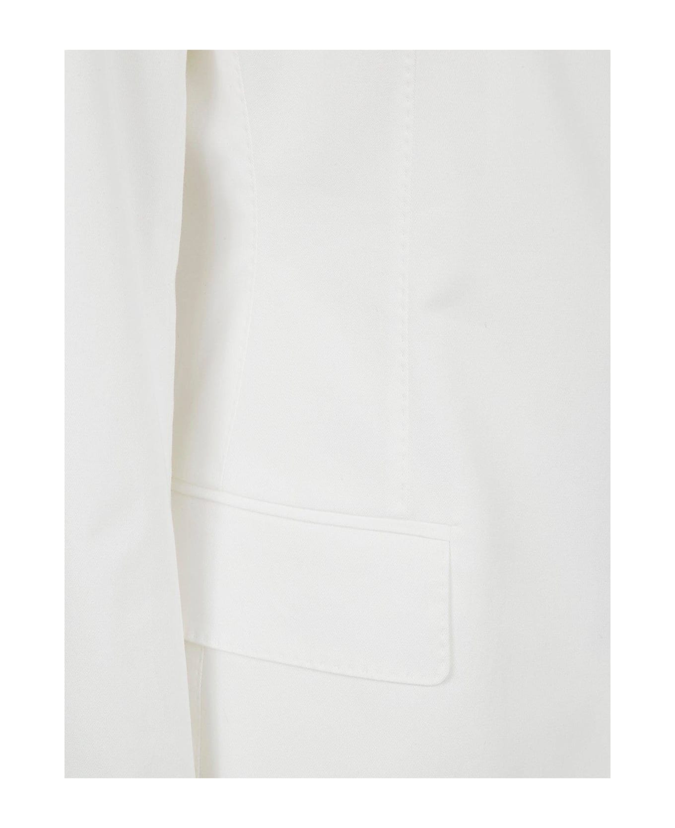 Max Mara Studio Yuppy Single-breasted Long-sleeved Blazer - White