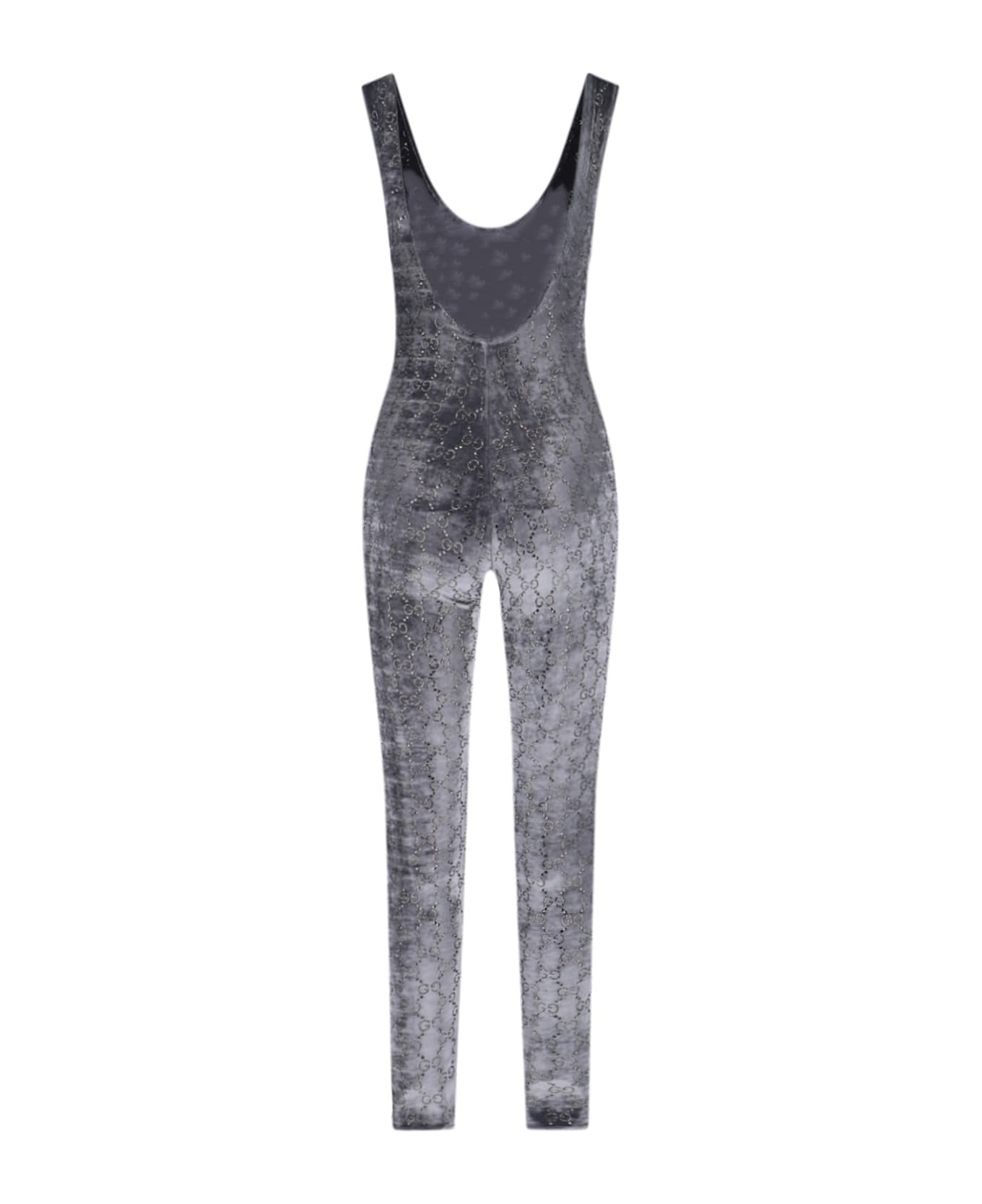 Gucci Jumpsuit With "gg" Crystals - Gray