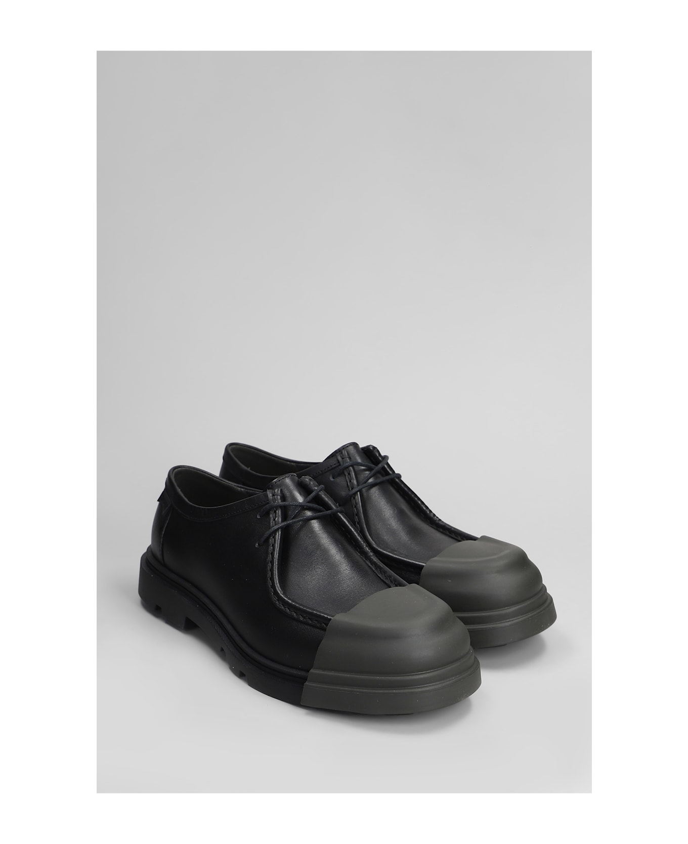 Camper Junction Lace Up Shoes In Black Leather - black