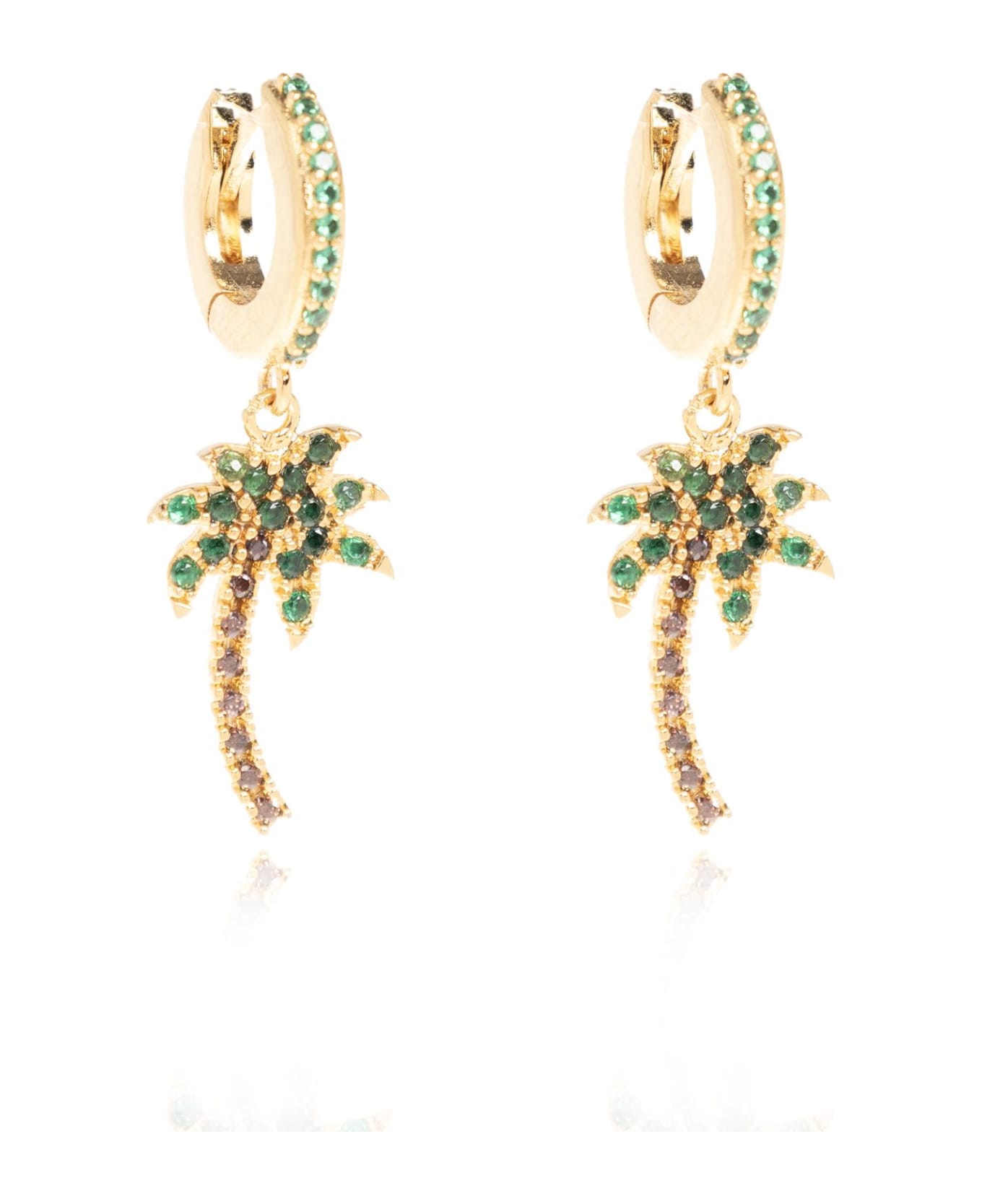 Palm Angels Earrings With Logo - GREEN/GOLD