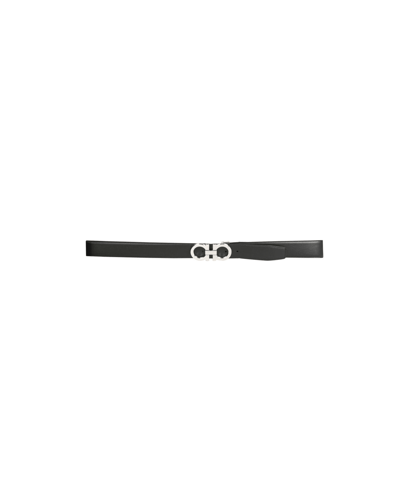 Ferragamo Gancini Reversible Buckle Belt - BLACK/BLUE
